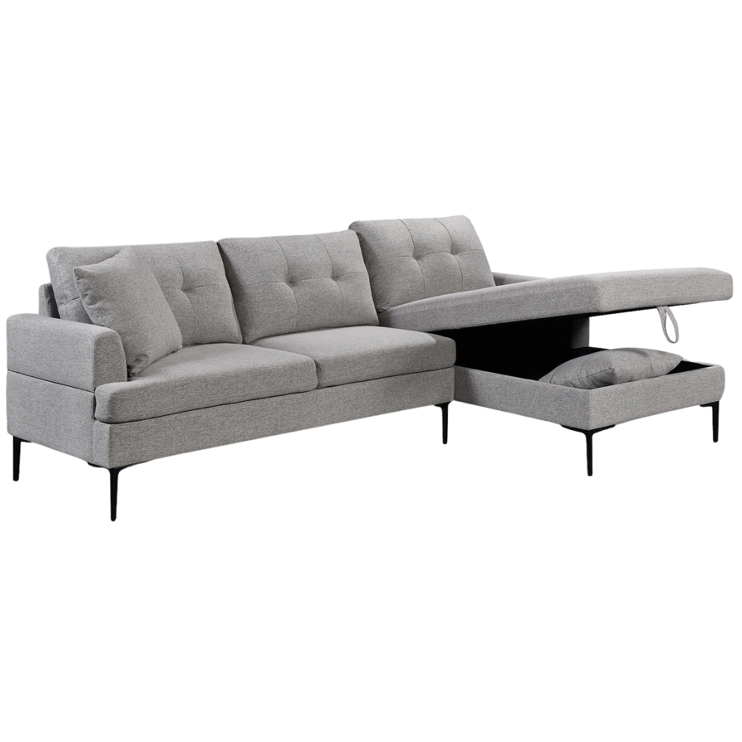 Vara – Canapé d'angle – Tissu gris