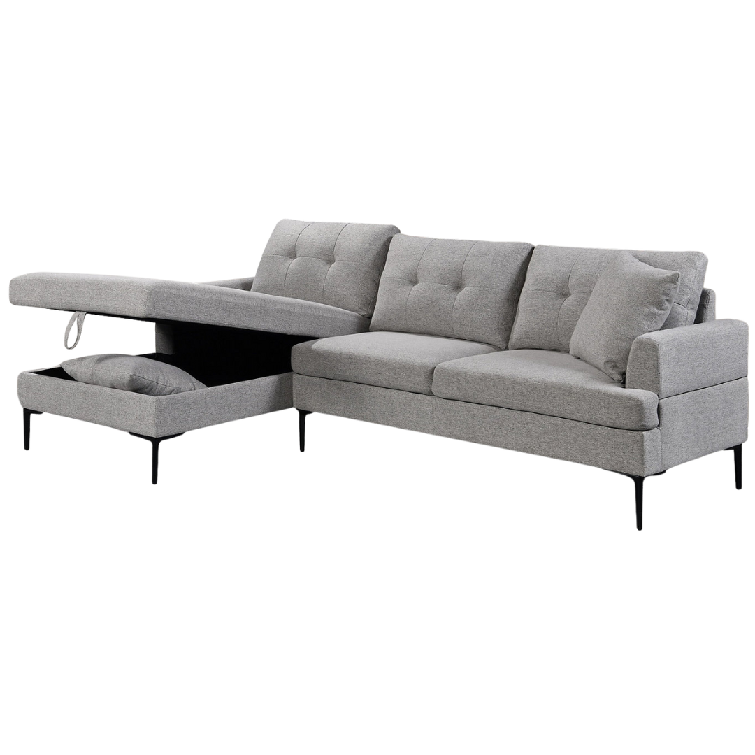 Vara – Canapé d'angle – Tissu gris