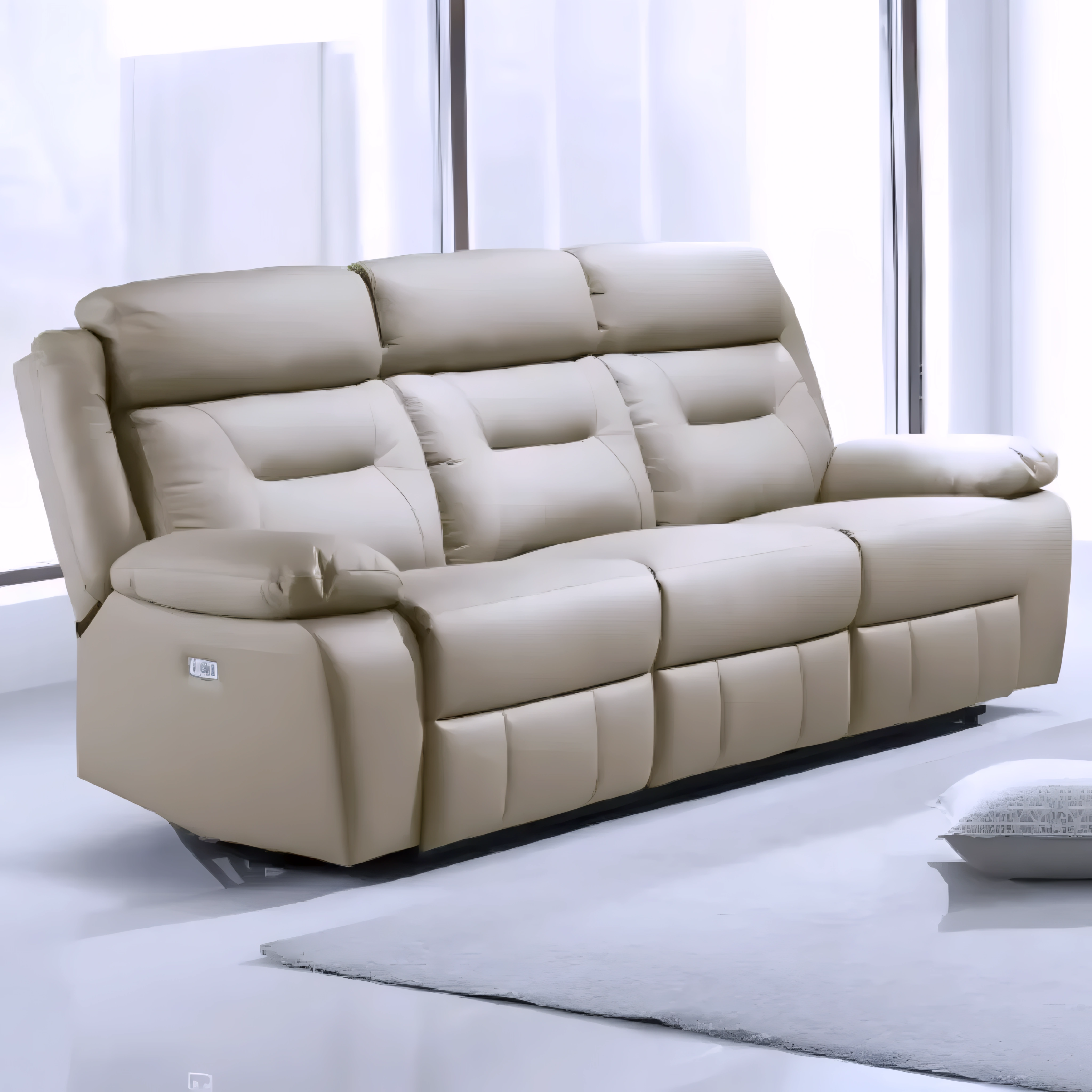 Velmar – Power Recliner Set – Beige Leather-Match