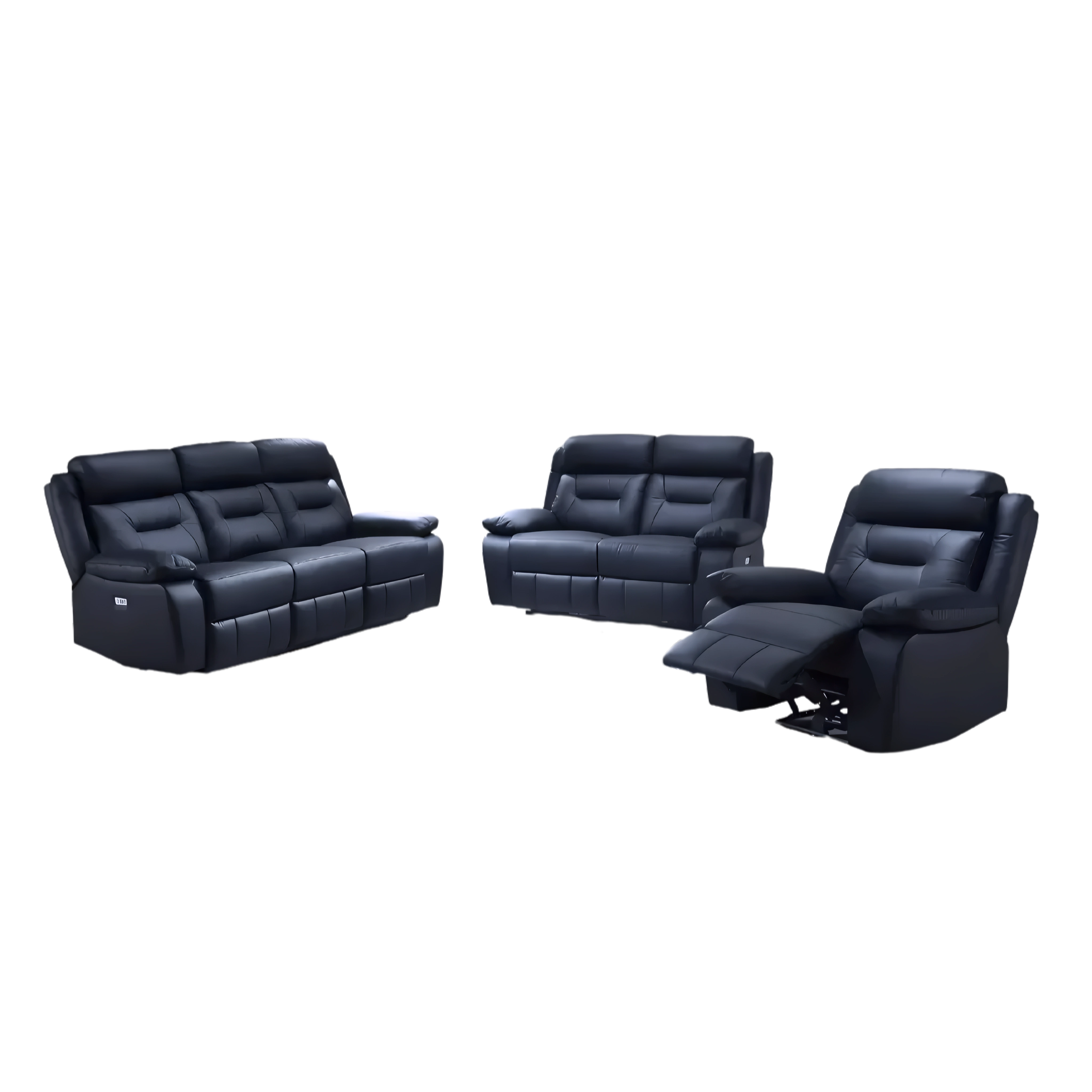 Velmar – Power Recliner Set – Genuine Leather/Match – Black
