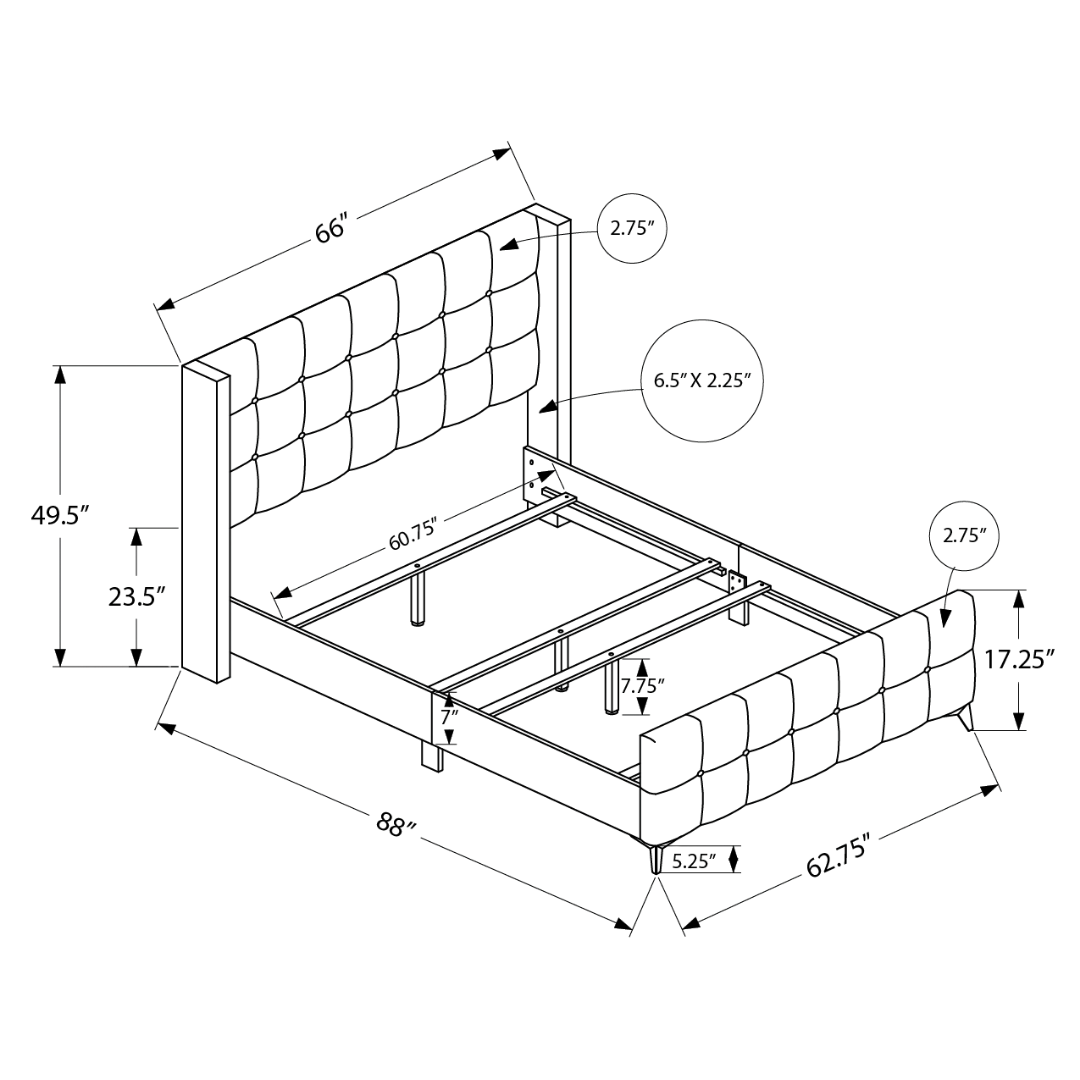 Veloria – Queen Bed – Velvet (Pink) + Chrome Legs