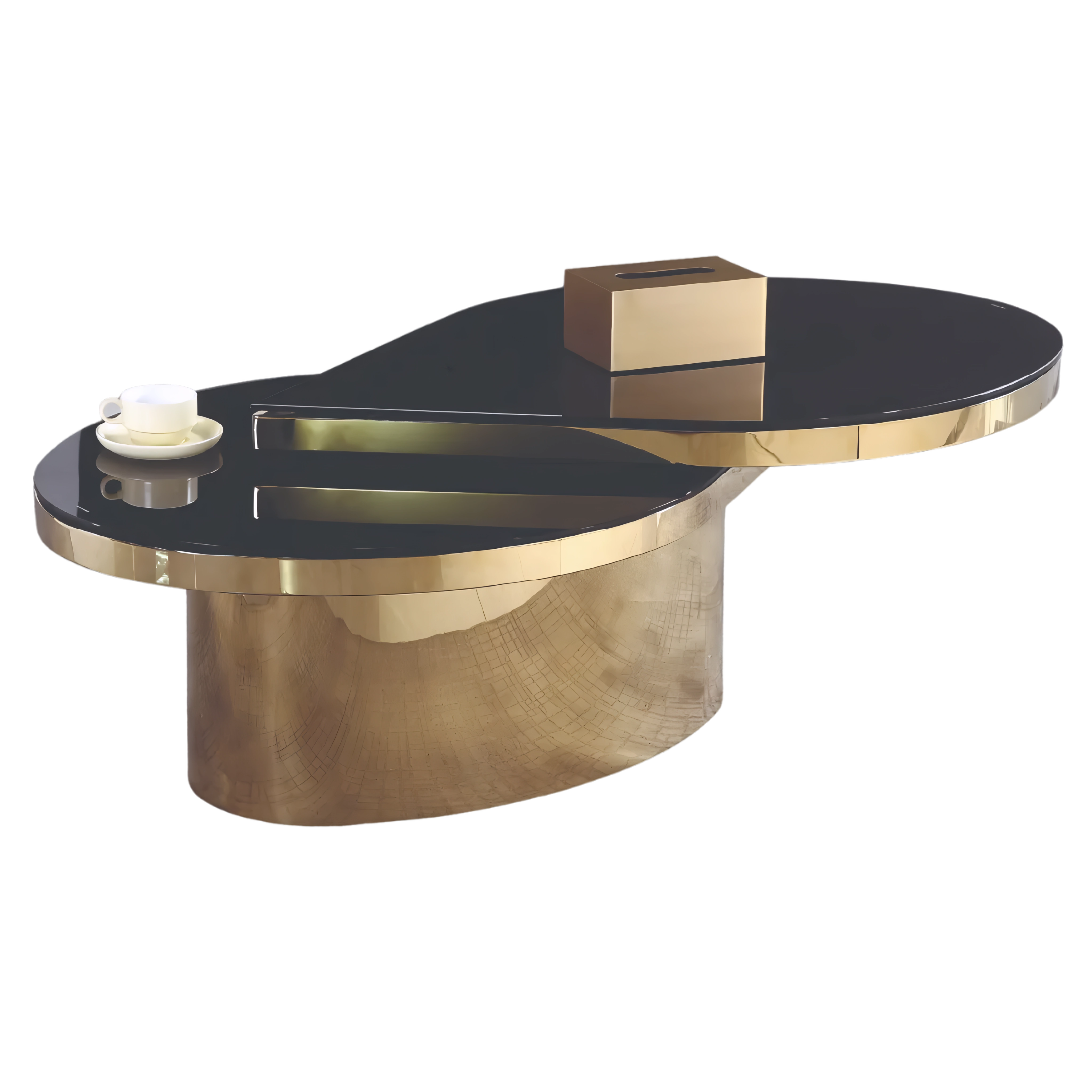 Velorin – Extending Glass Coffee Table – Gold Base