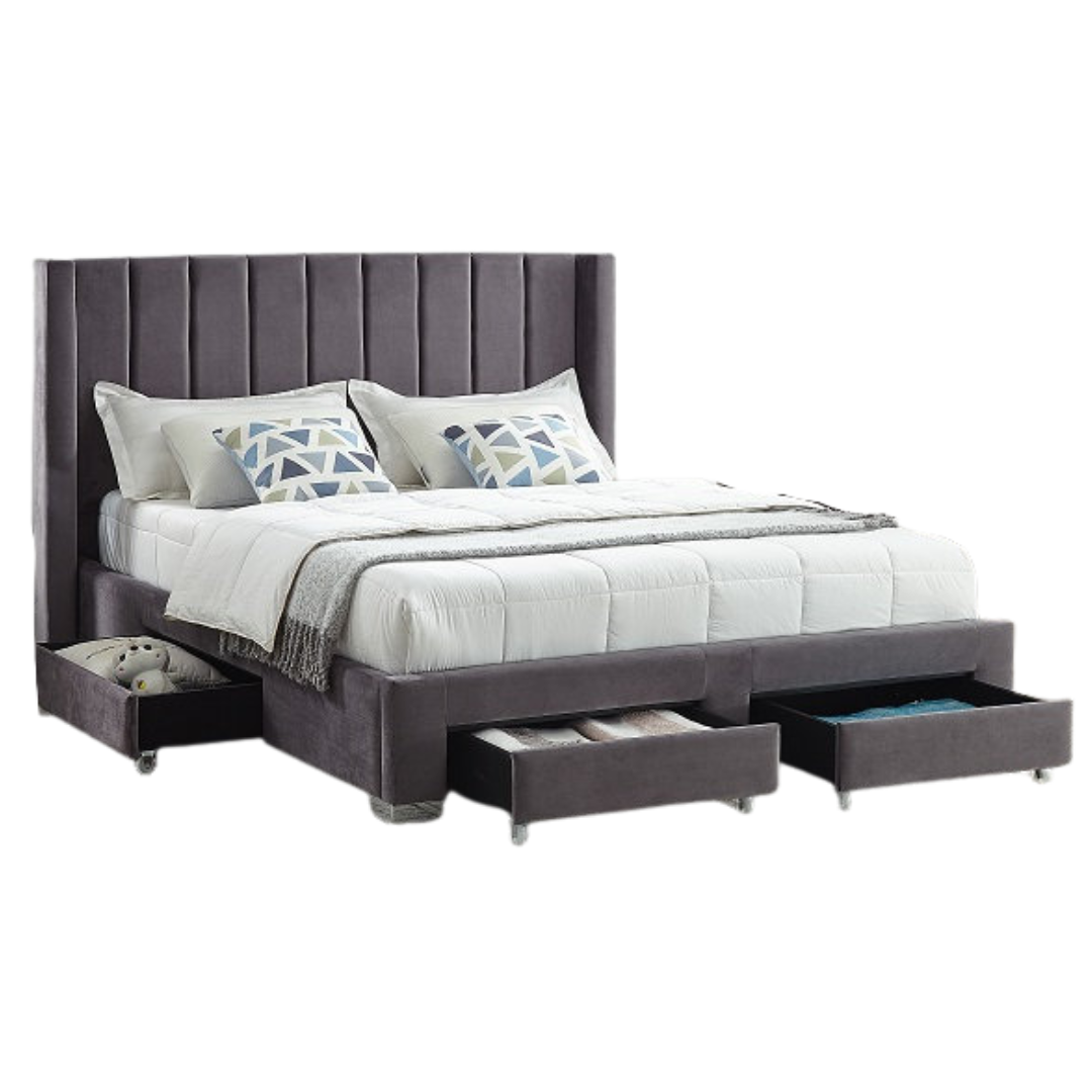 Veltrix – Lit King – Velours (Gris)