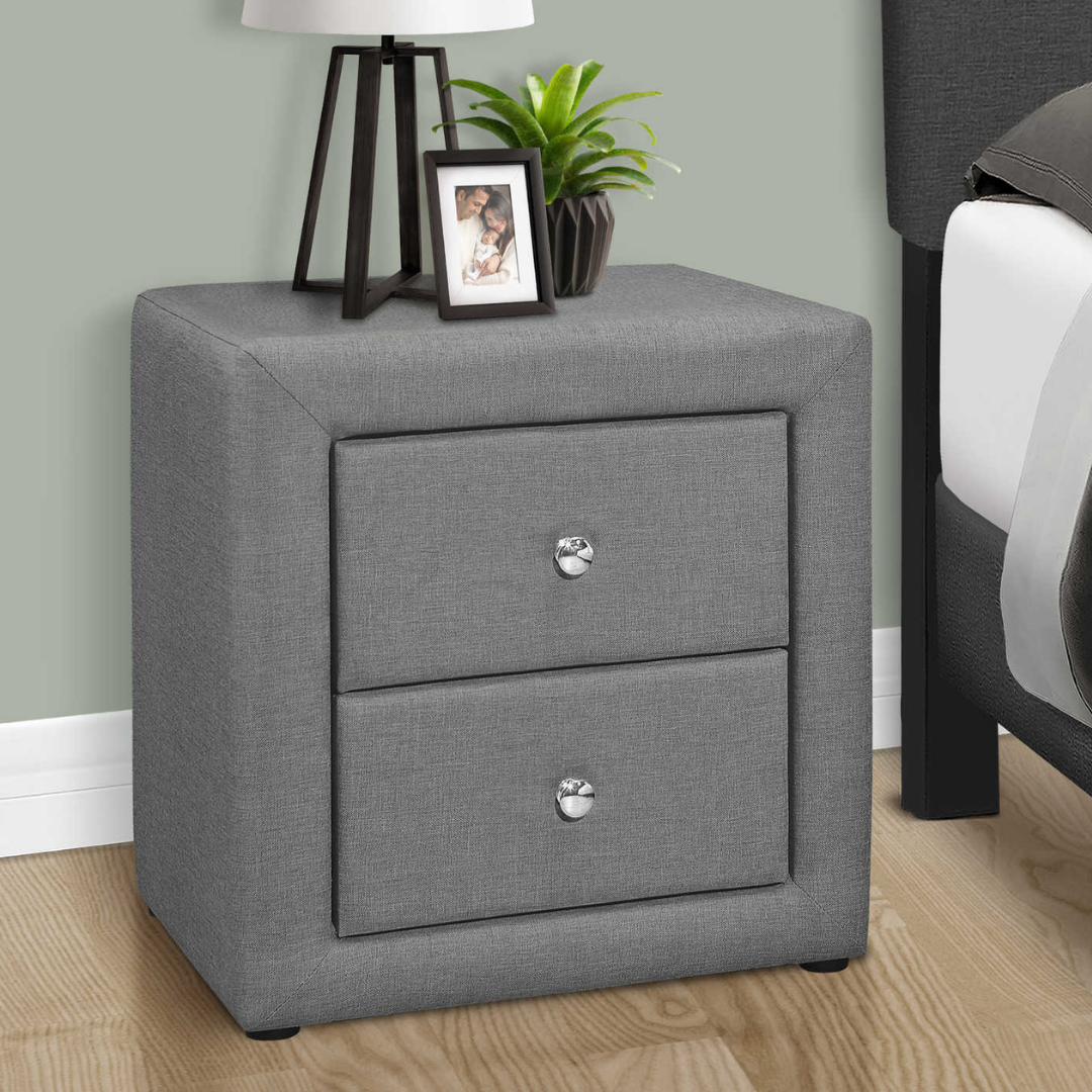 Veluxon – Table de chevet – Lin gris