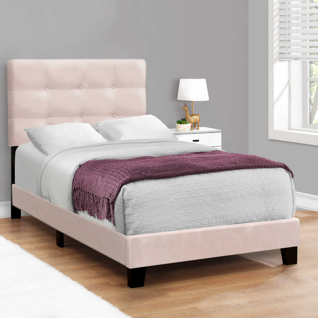 Velvora – Lit simple – Velours (Rose)