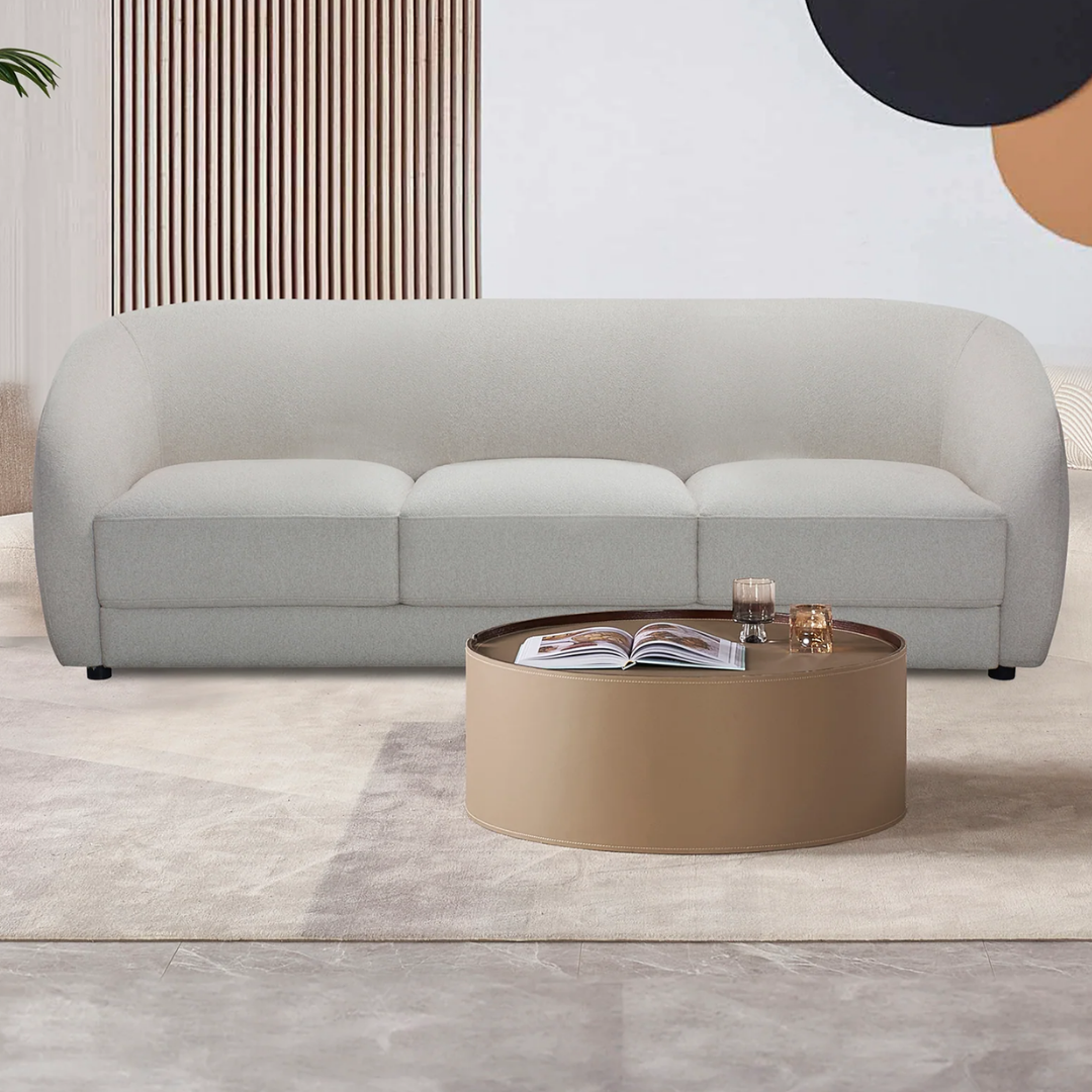 Veran – Fabric Living Room Set – Rounded Design – Cream