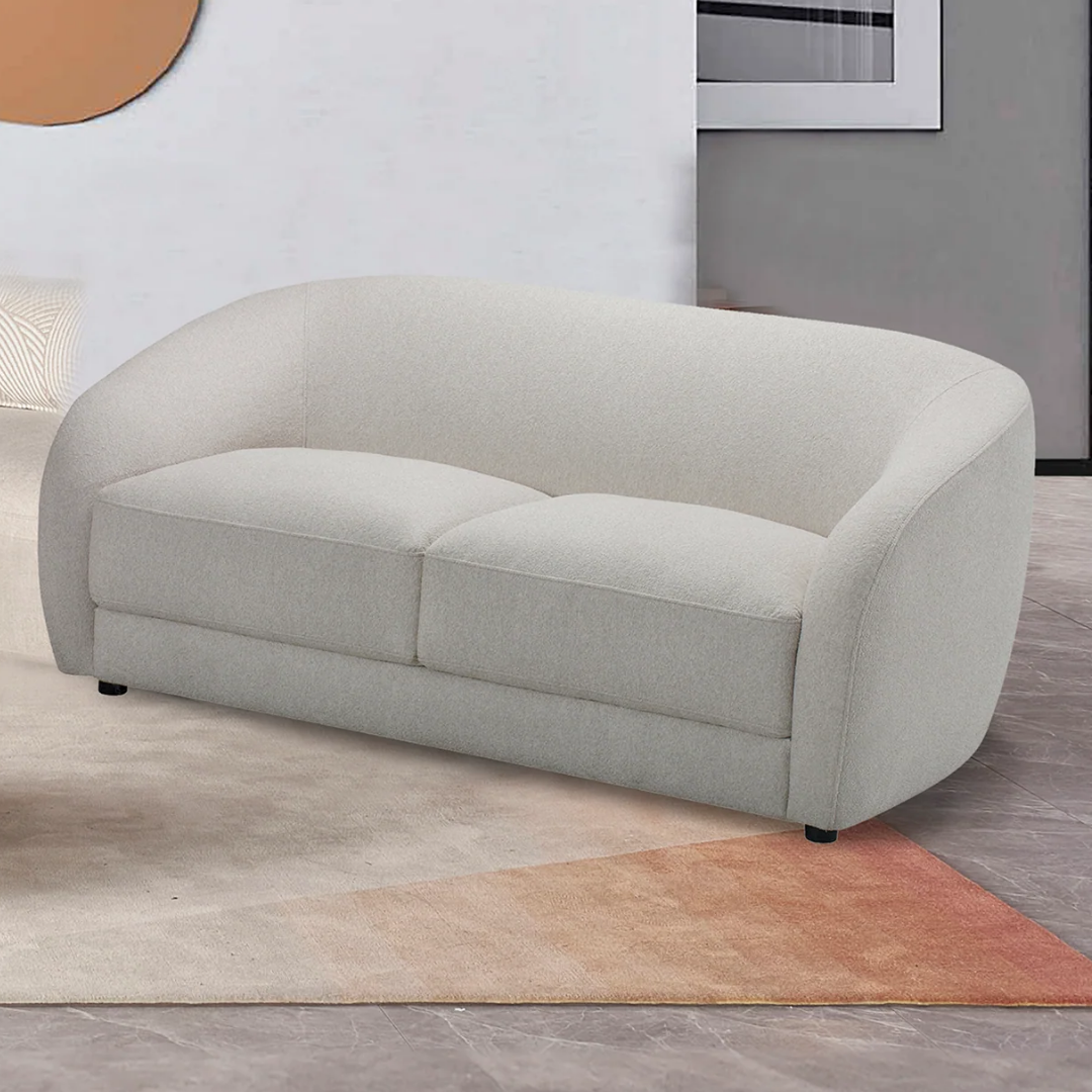 Veran – Fabric Living Room Set – Rounded Design – Cream