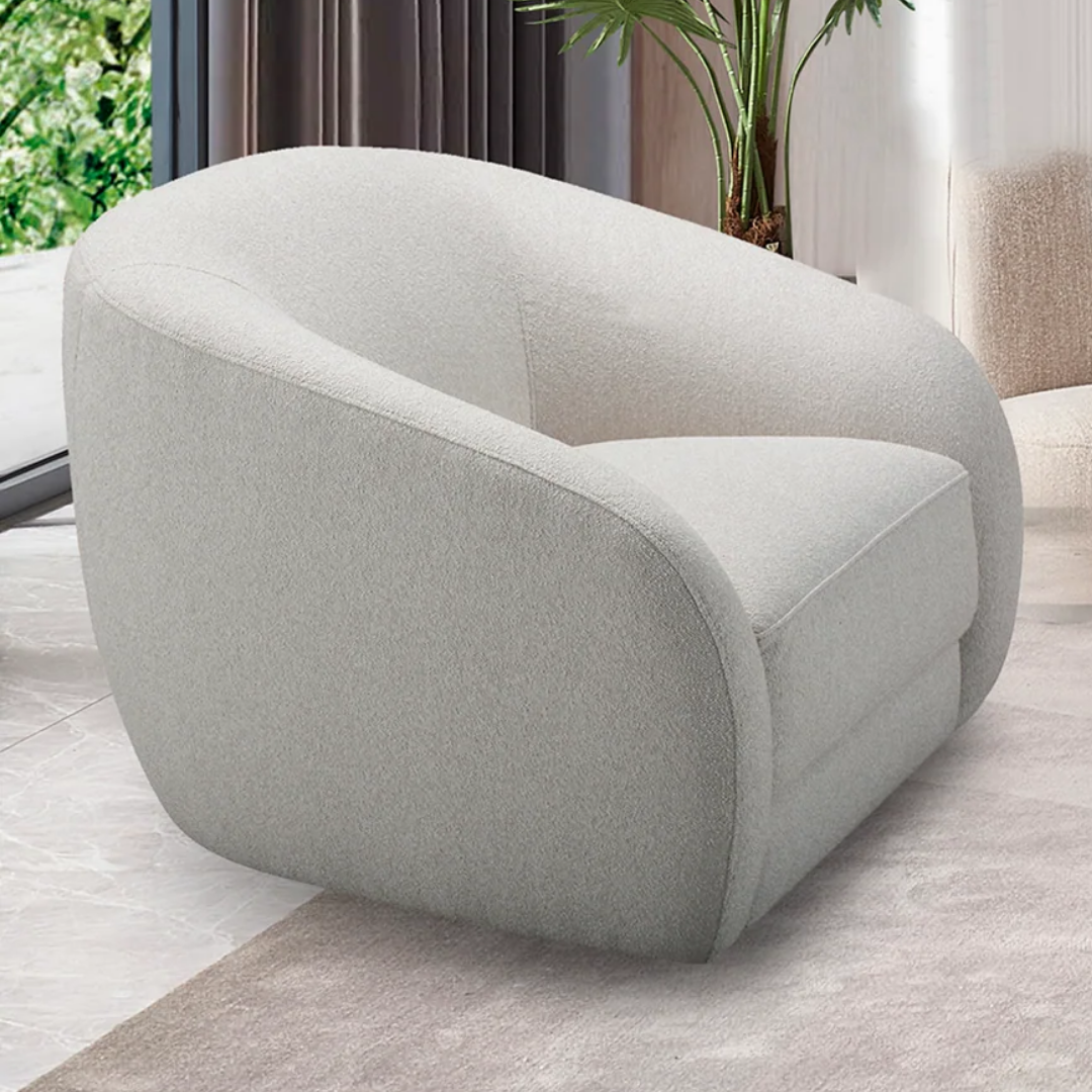 Veran – Fabric Living Room Set – Rounded Design – Cream