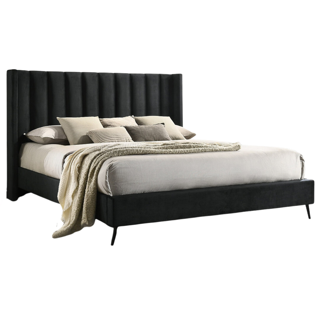 Veylor – Queen Bed – Velvet (Black)