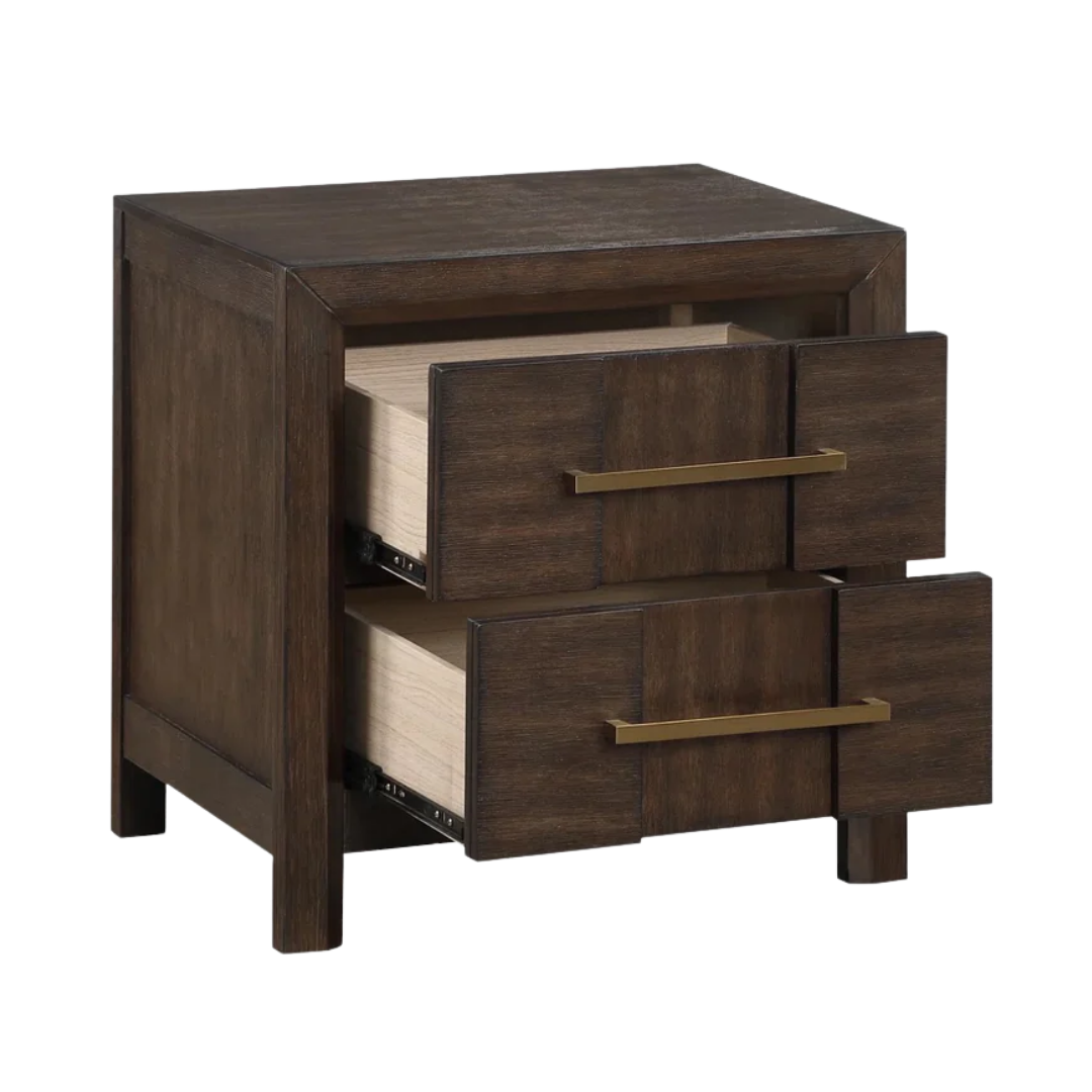 Walsten – Ensemble de chambre à coucher – Grand lit – Noyer foncé