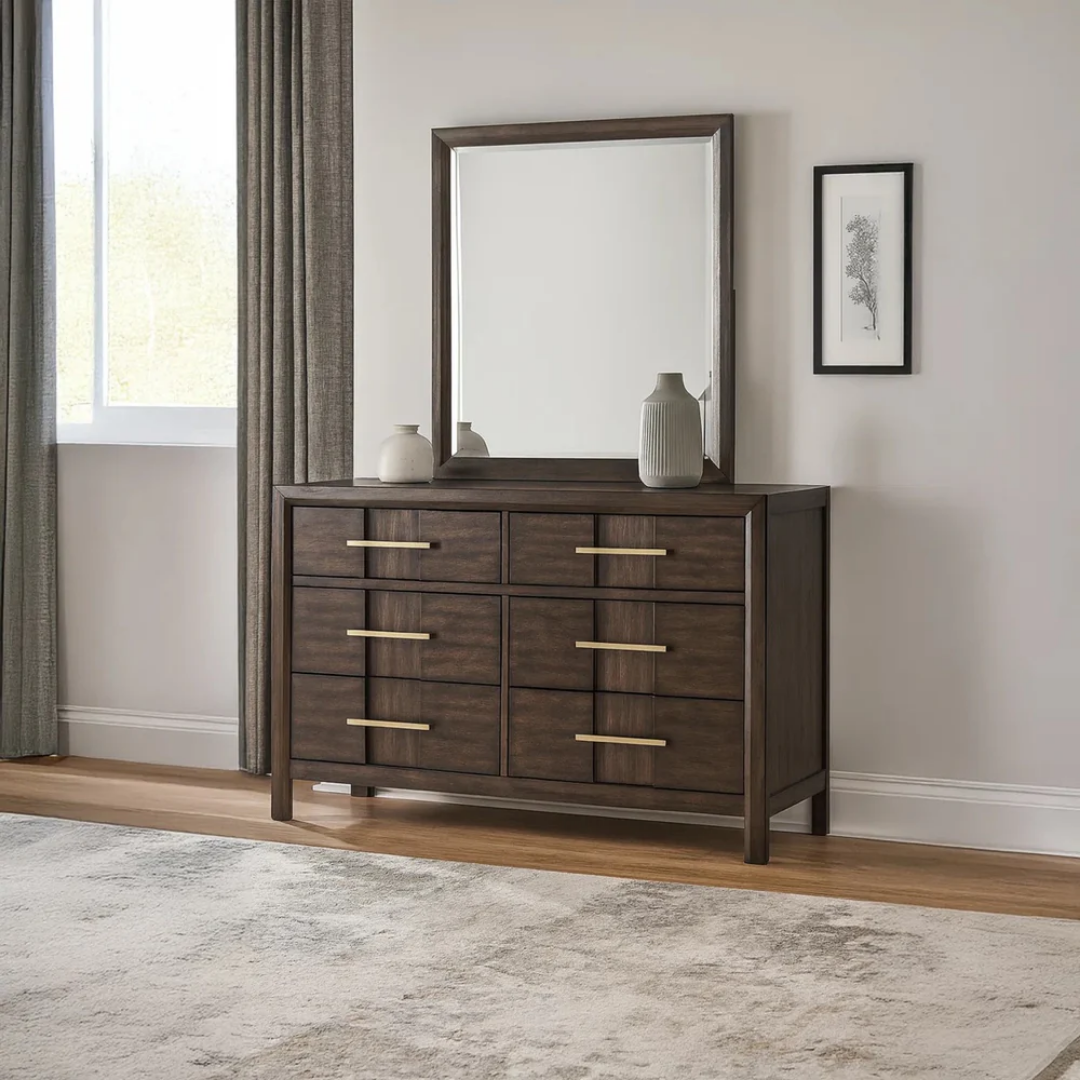 Walsten – Ensemble de chambre à coucher – Grand lit – Noyer foncé