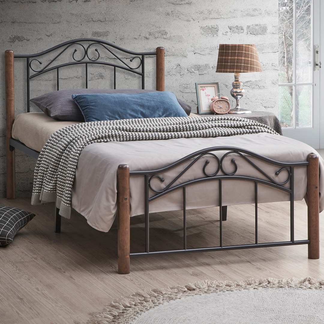 Walsten – Lit simple – Métal/Bois