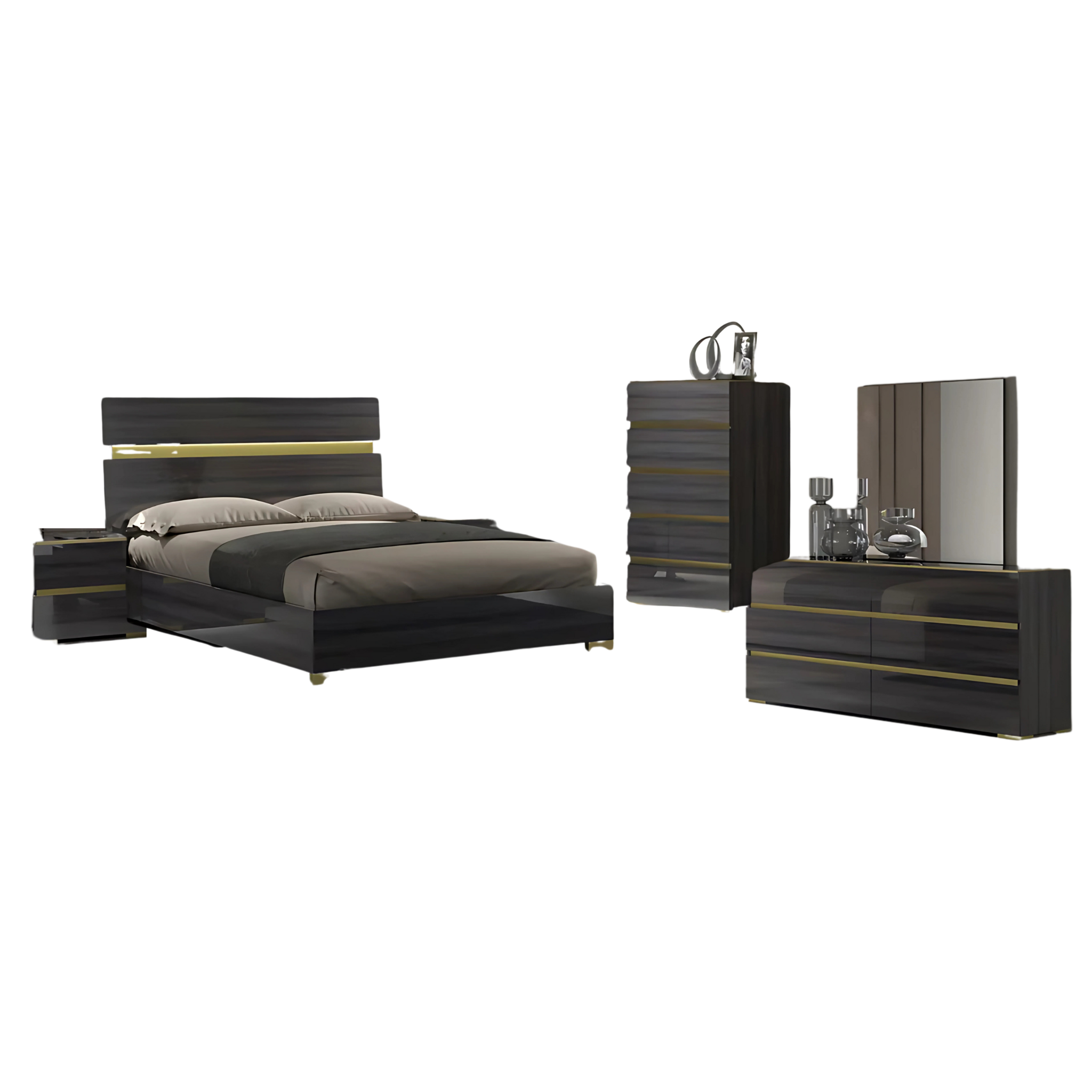 Queen Bedroom Set – Yvette Silver