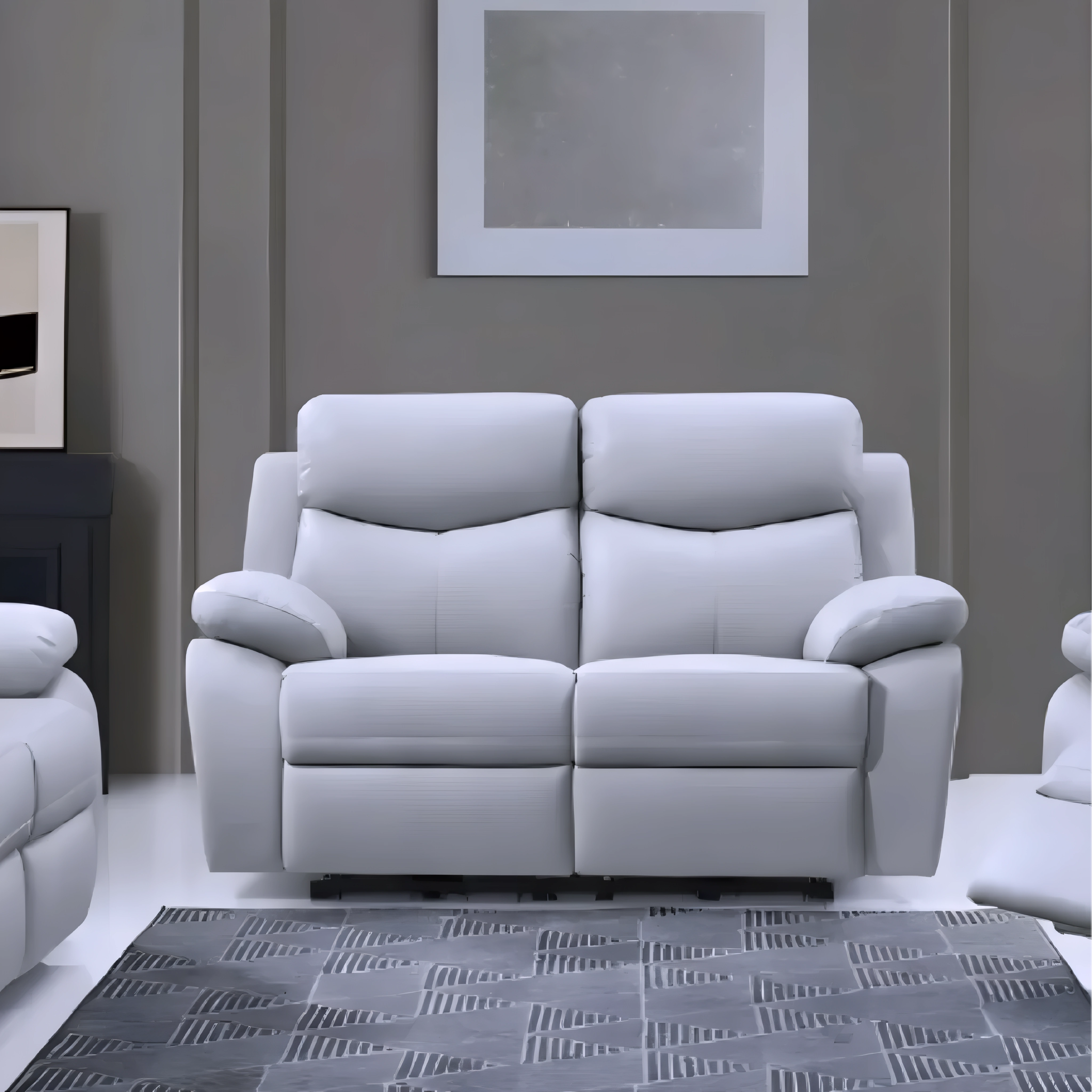 Zalken – Power Recliner Set – Light Grey Leather-Match