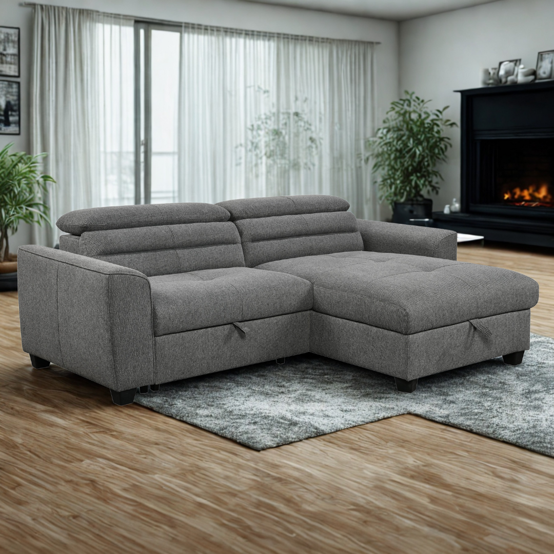 Zanira – Sofa Bed Sectional with Storage – Dark Grey
