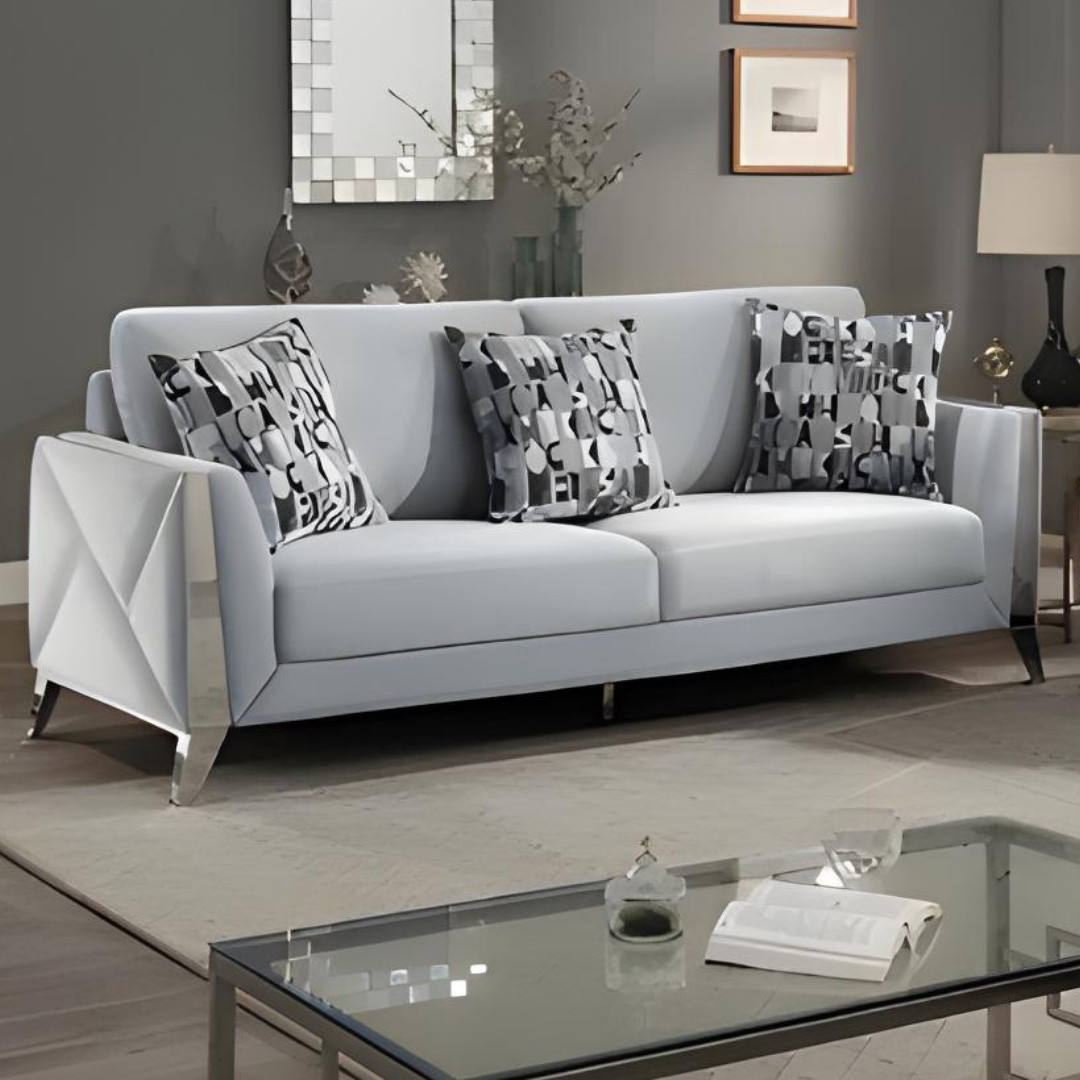Zemal – Fabric Sofa Set – Silver Light Grey