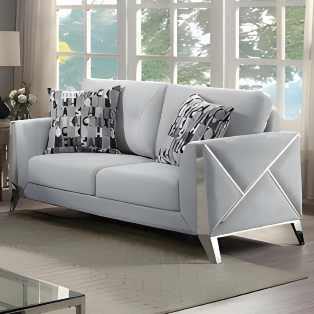 Zemal – Fabric Sofa Set – Silver Light Grey