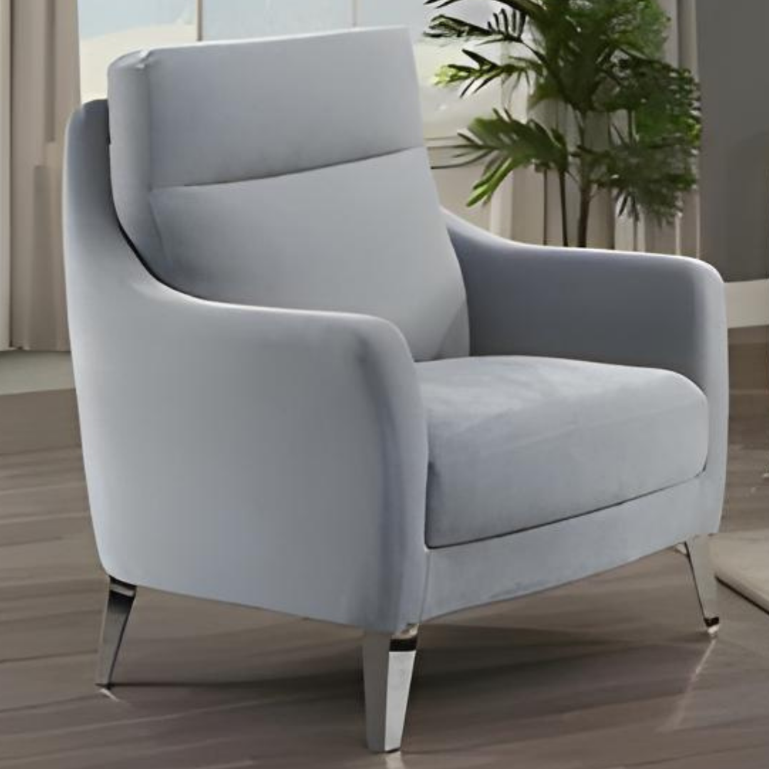 Zemal – Fabric Sofa Set – Silver Light Grey