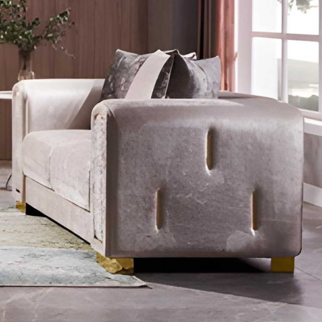 Zeyus – Soft Velvet Fabric Sofa Set – Beige