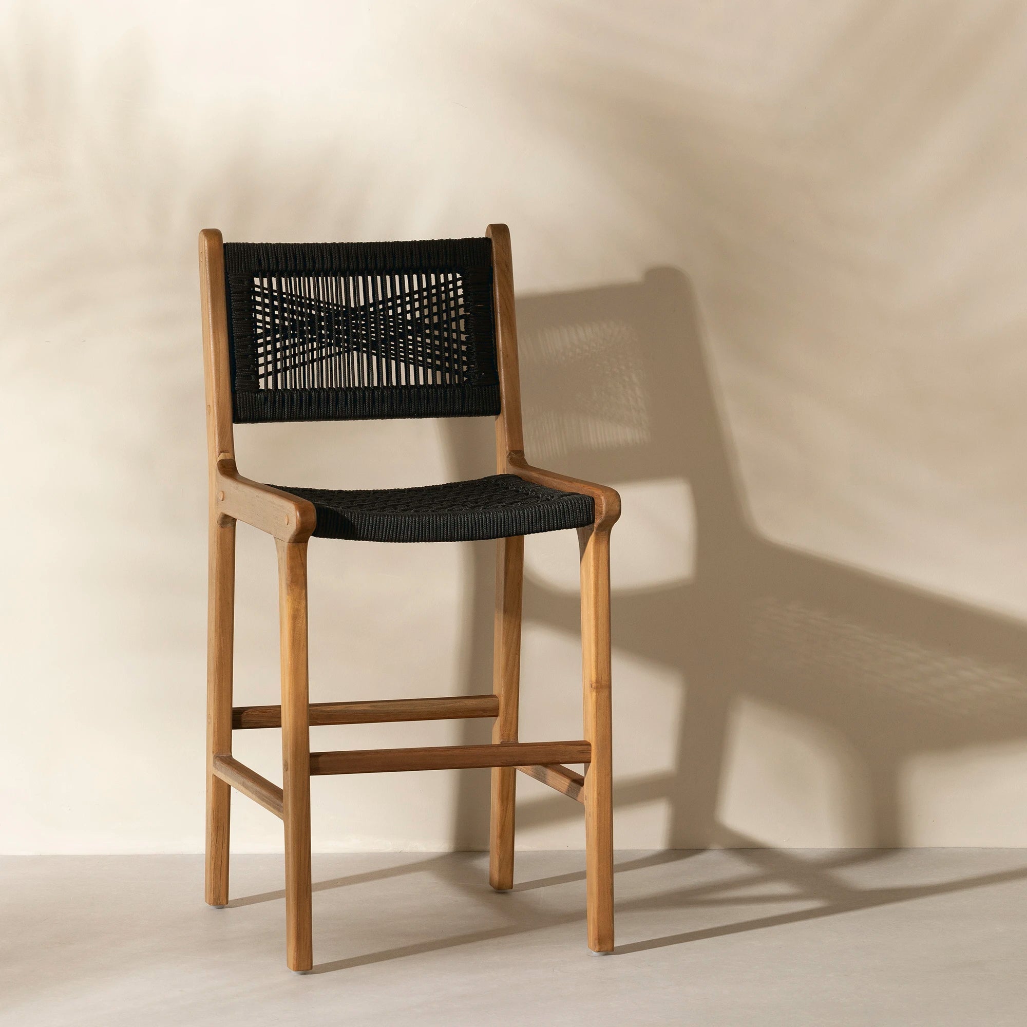 Woven Rope and Teak Wood Counter Stool - Agave