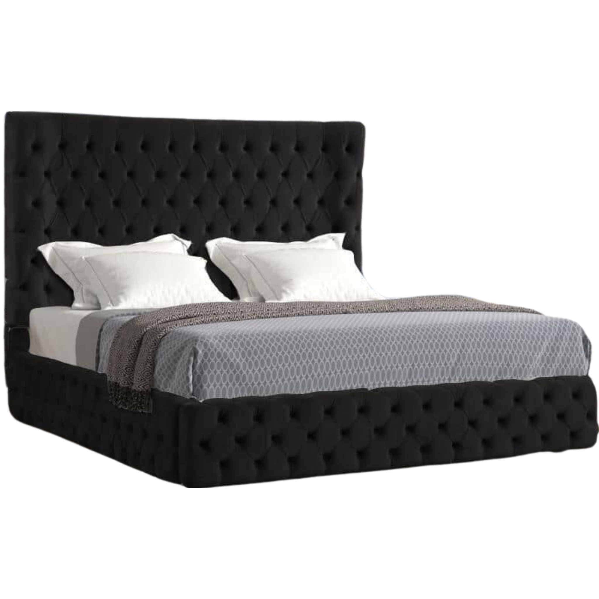 King Bed - BETA - Modern Tufted Velvet Platform Bed