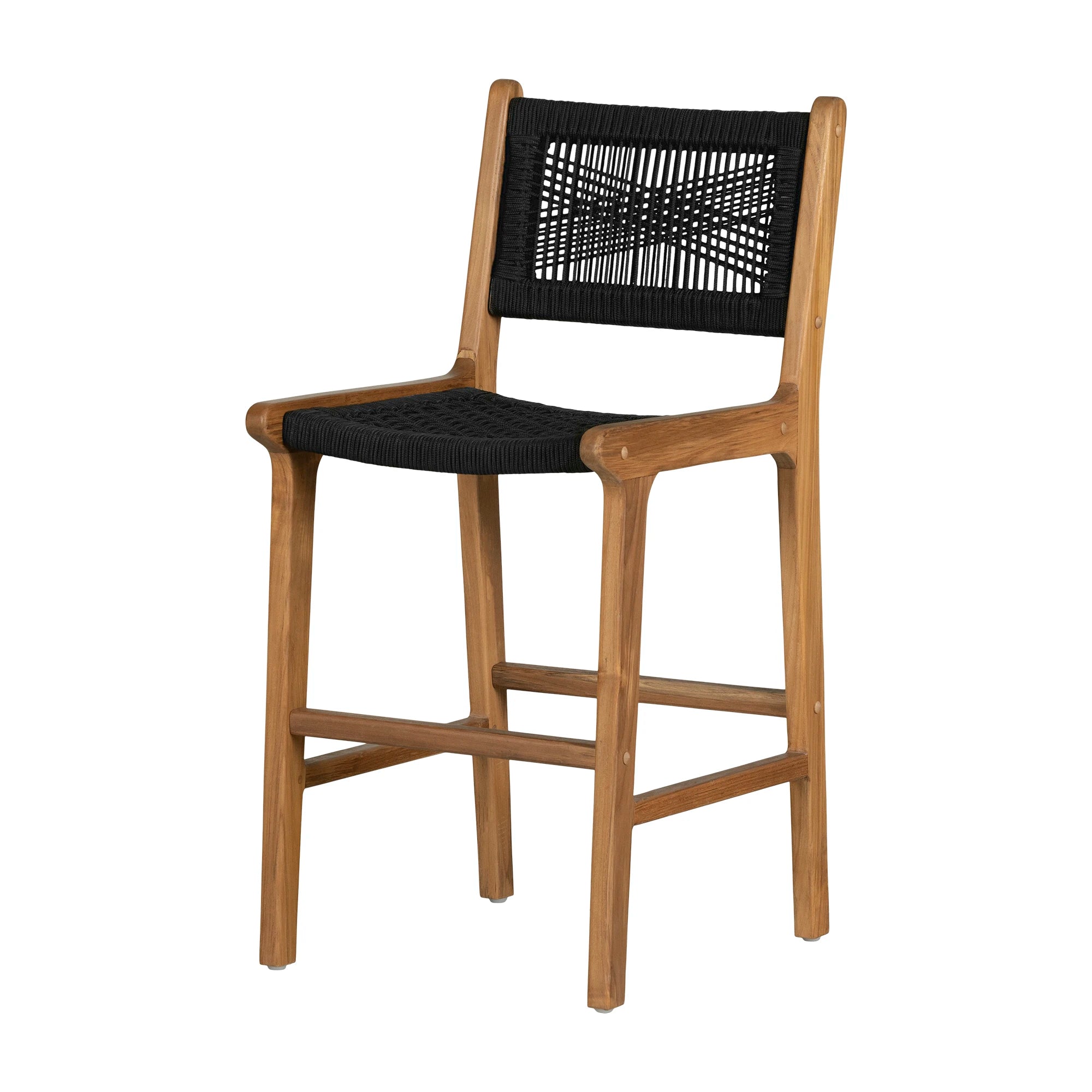 Woven Rope and Teak Wood Counter Stool - Agave