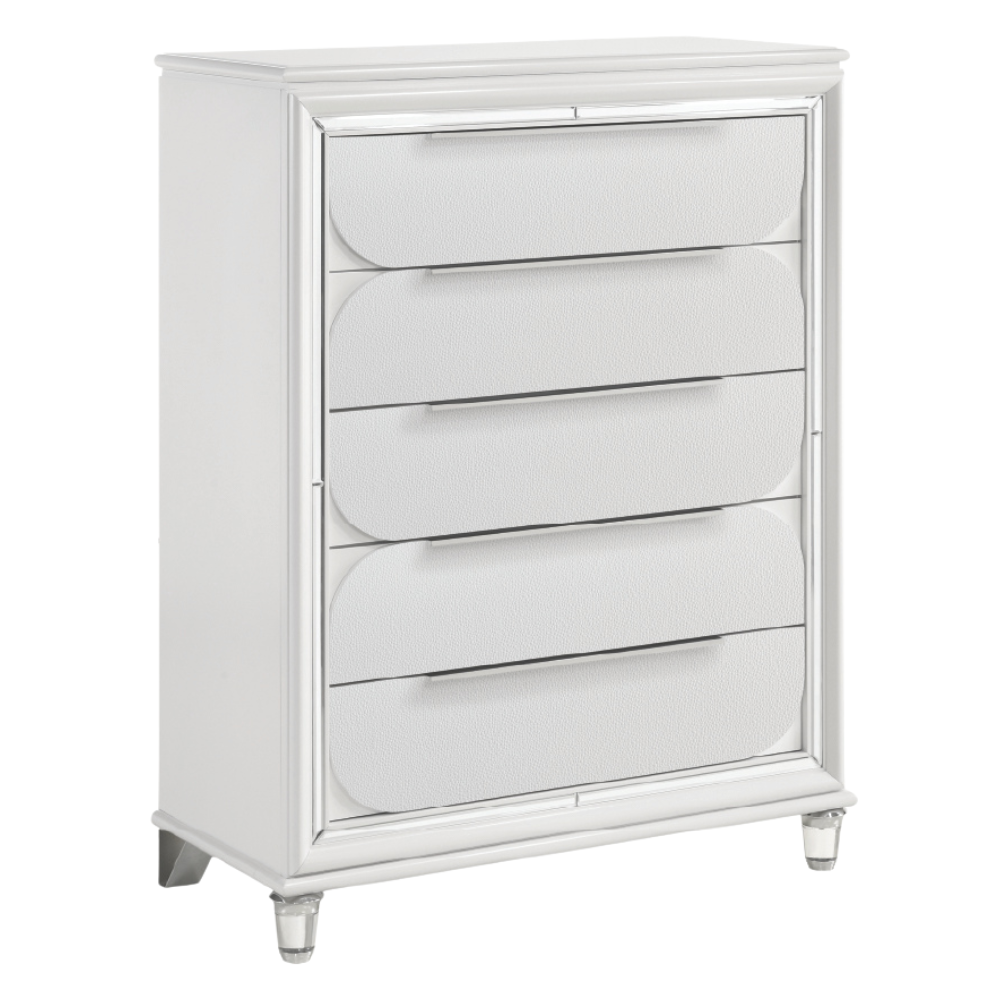 Cleova – Chiffonnier blanc glamour laqué brillant