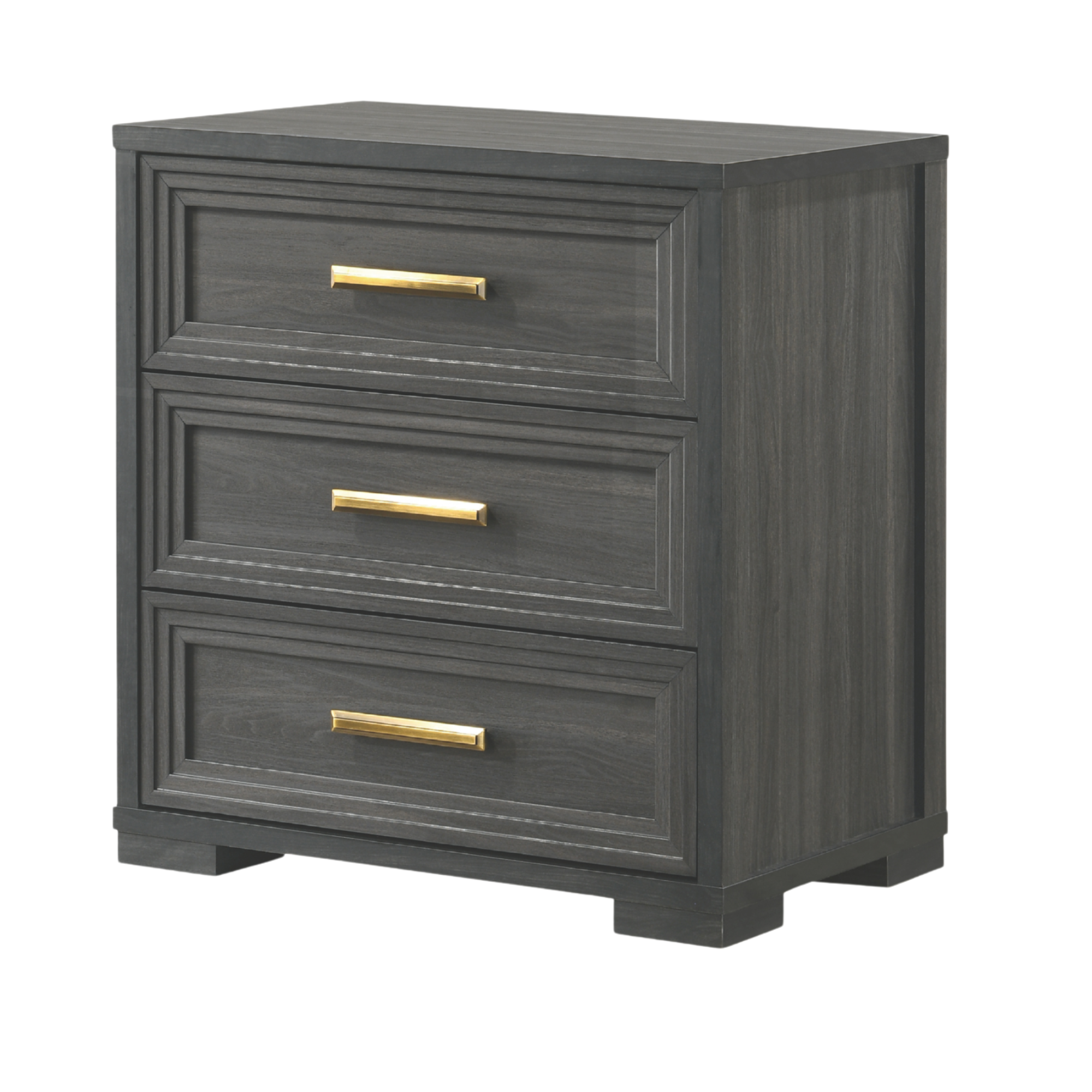 Karvon – Table de chevet gris anthracite 3 tiroirs