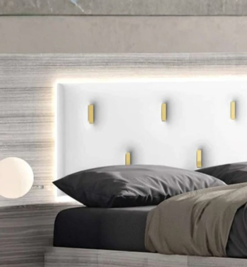 Zelvana – Lit queen avec rangement hydraulique blanc gris DEL