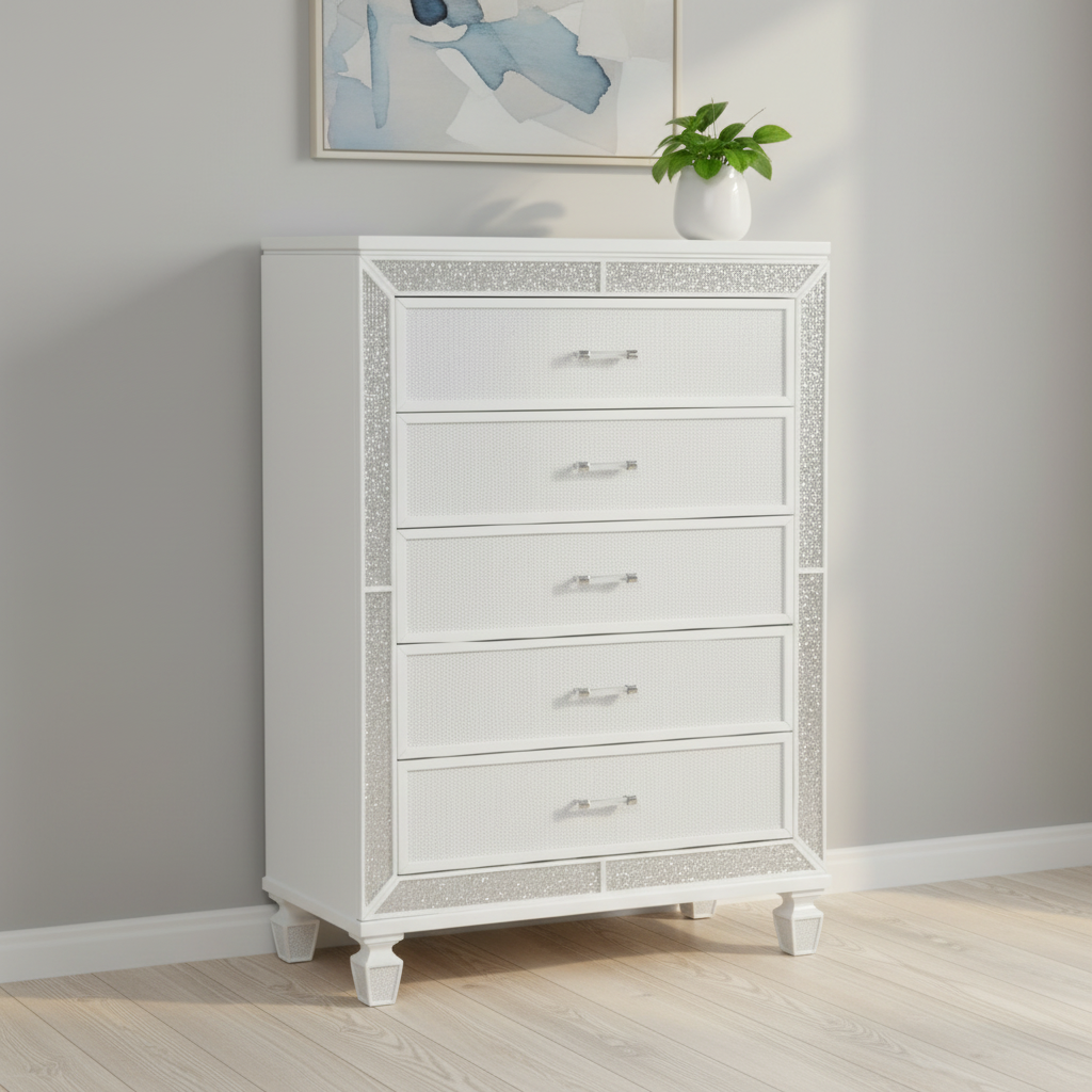 Radova – Chiffonnier blanc cristal bois laqué
