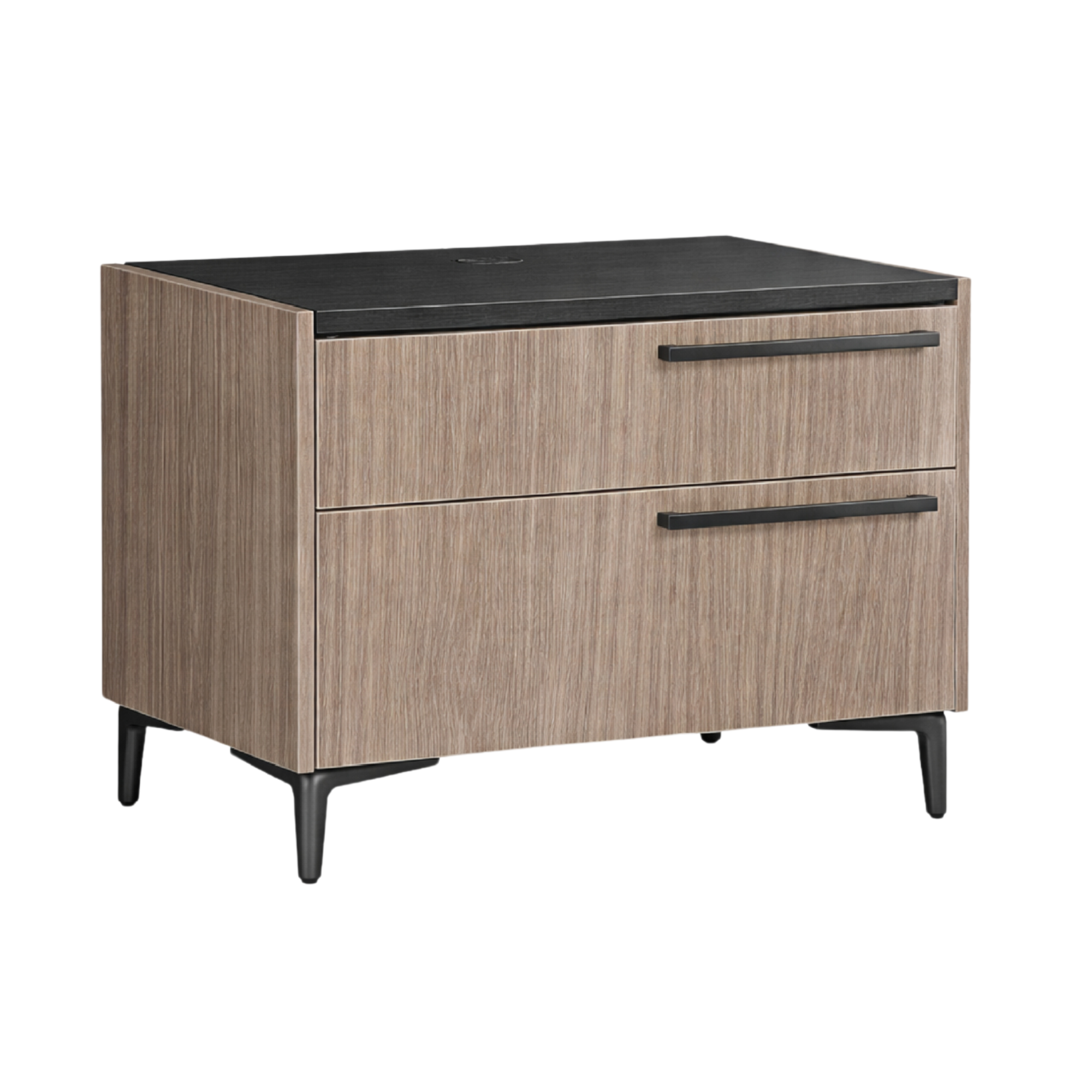 Striavo – Table de chevet gauche bois naturel velours gris