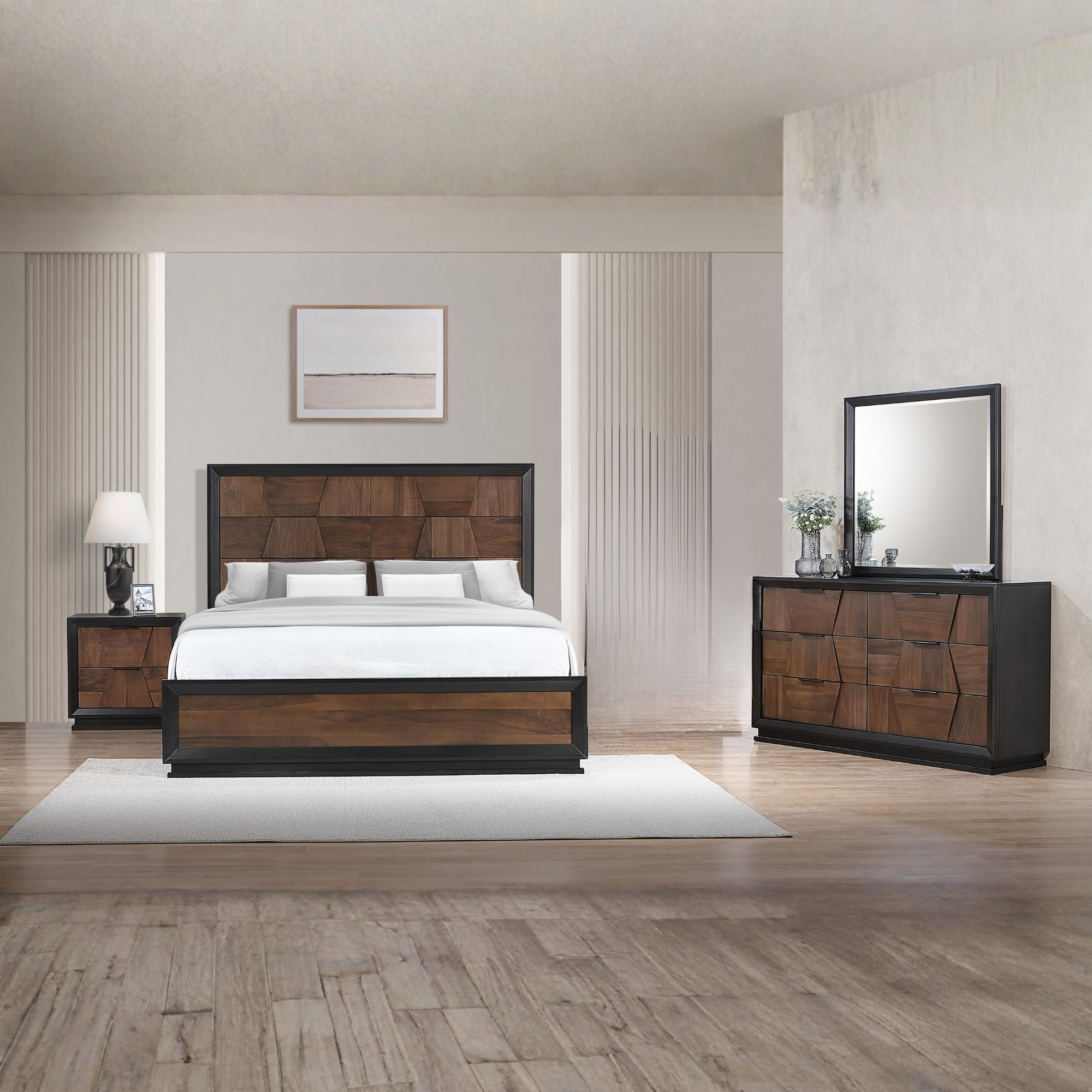 Zolano – Ensemble de chambre king noyer espresso bois