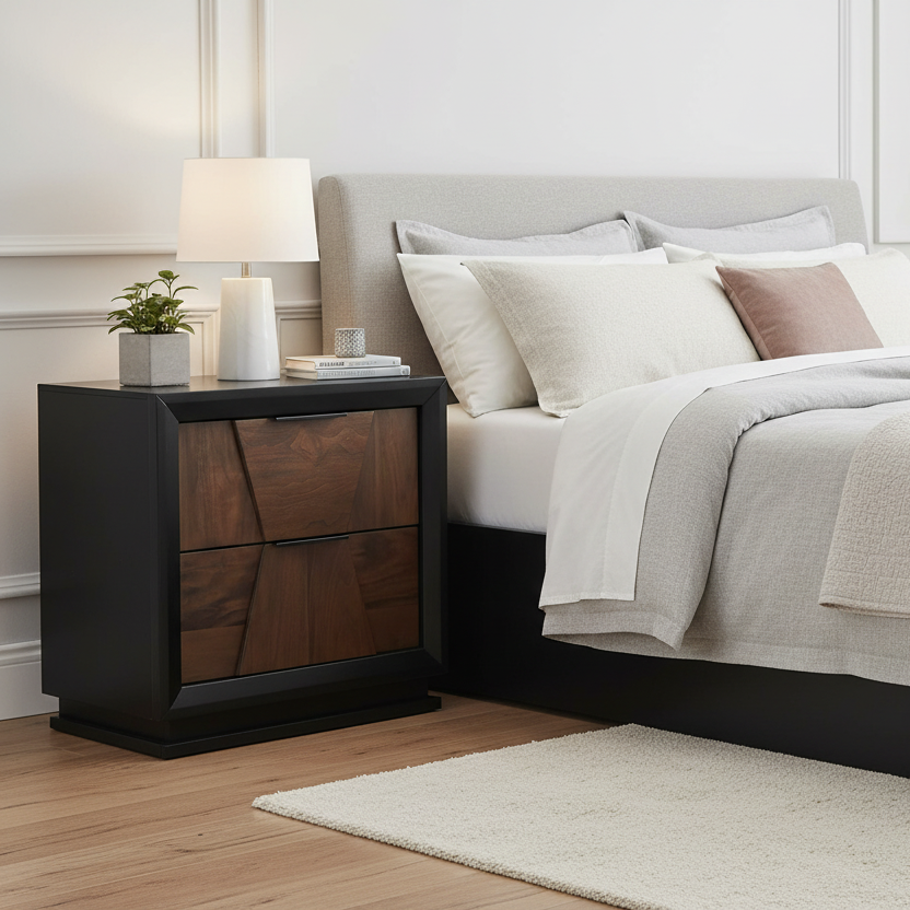Zolano – Table de chevet noyer et espresso bois naturel