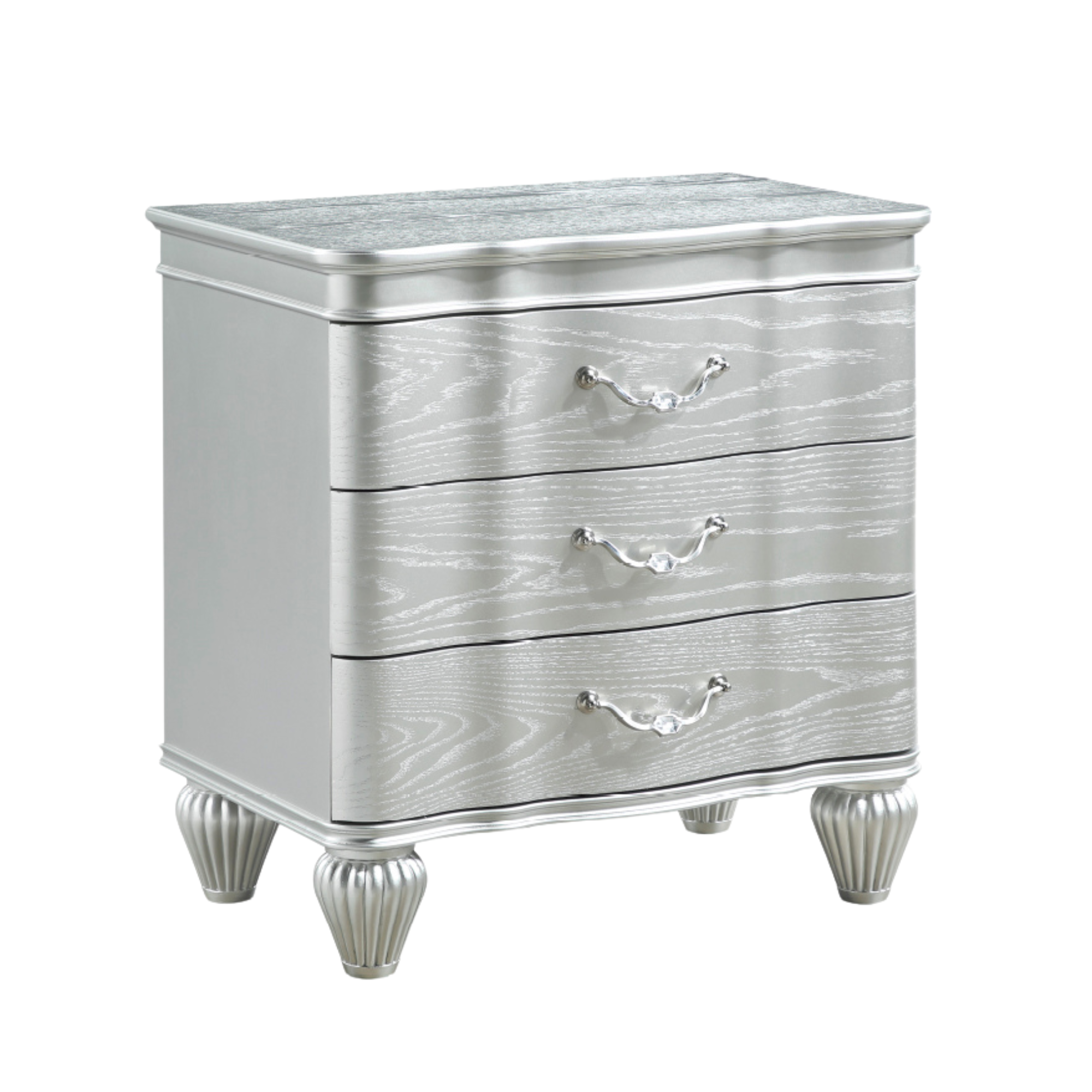 Valdora – Table de chevet glamour argent satiné