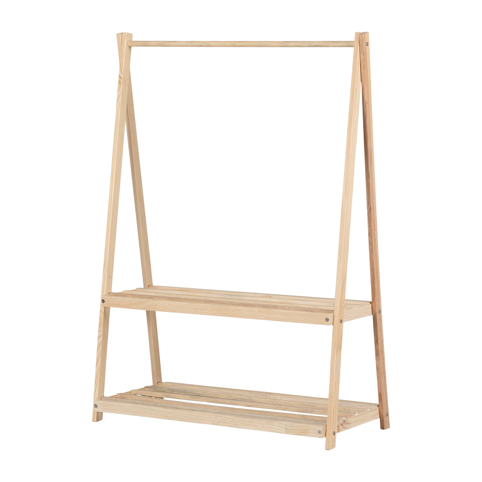 Wooden Clothes Rack with Storage Shelves for Kids - Sweedi