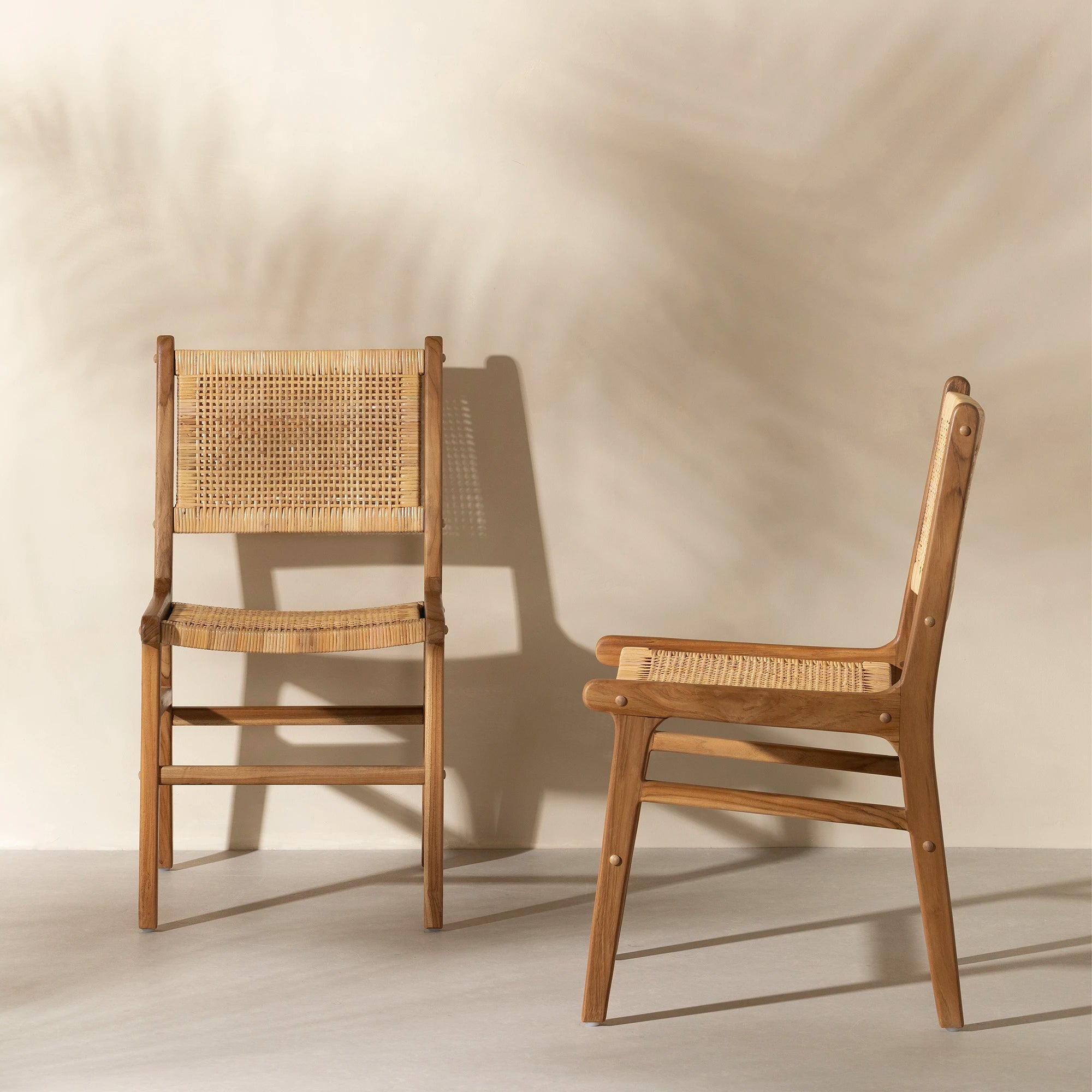 Rattan and Teak Dining Chair, Set of 2 - Agave