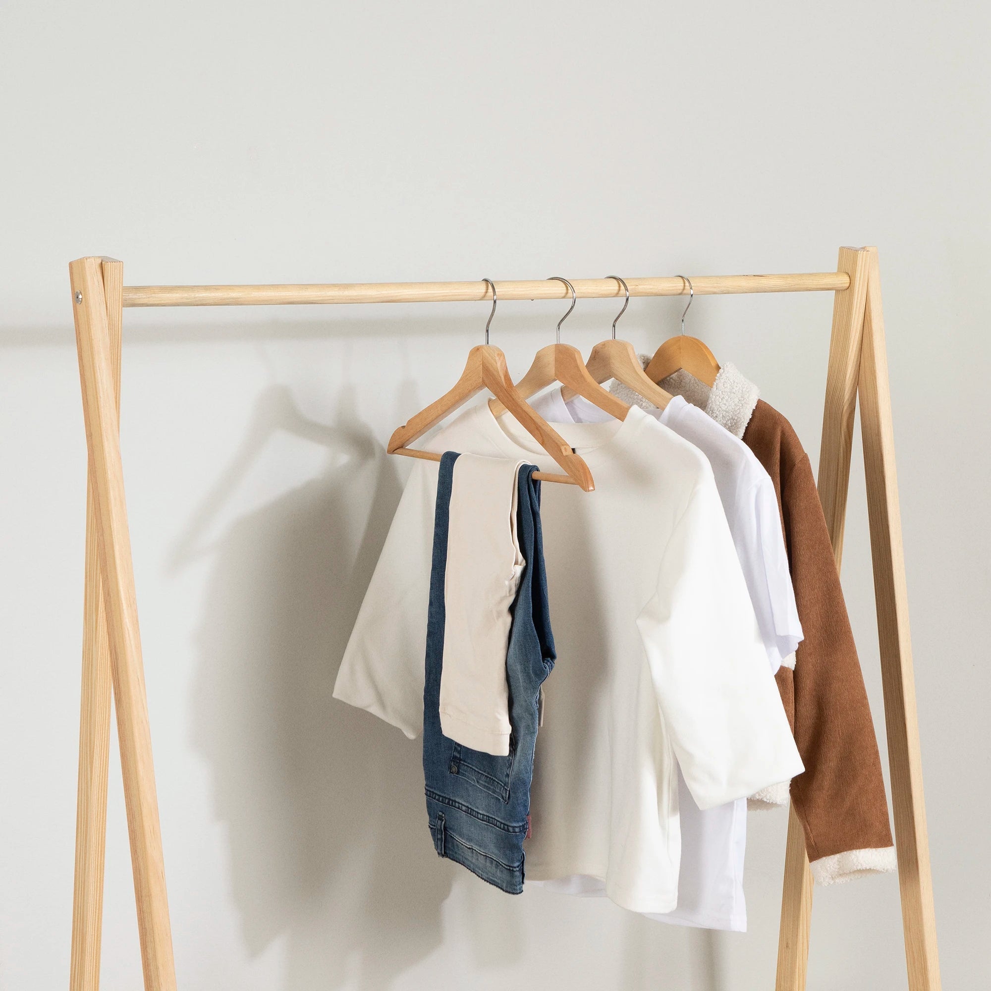 Wooden Clothes Rack with Storage Shelves for Kids - Sweedi
