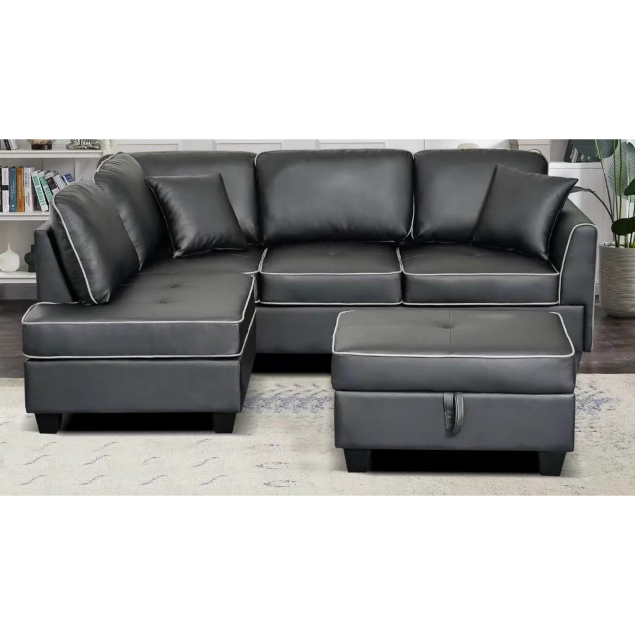 Sectional Sofa – Jupiter Reversible - Black PU