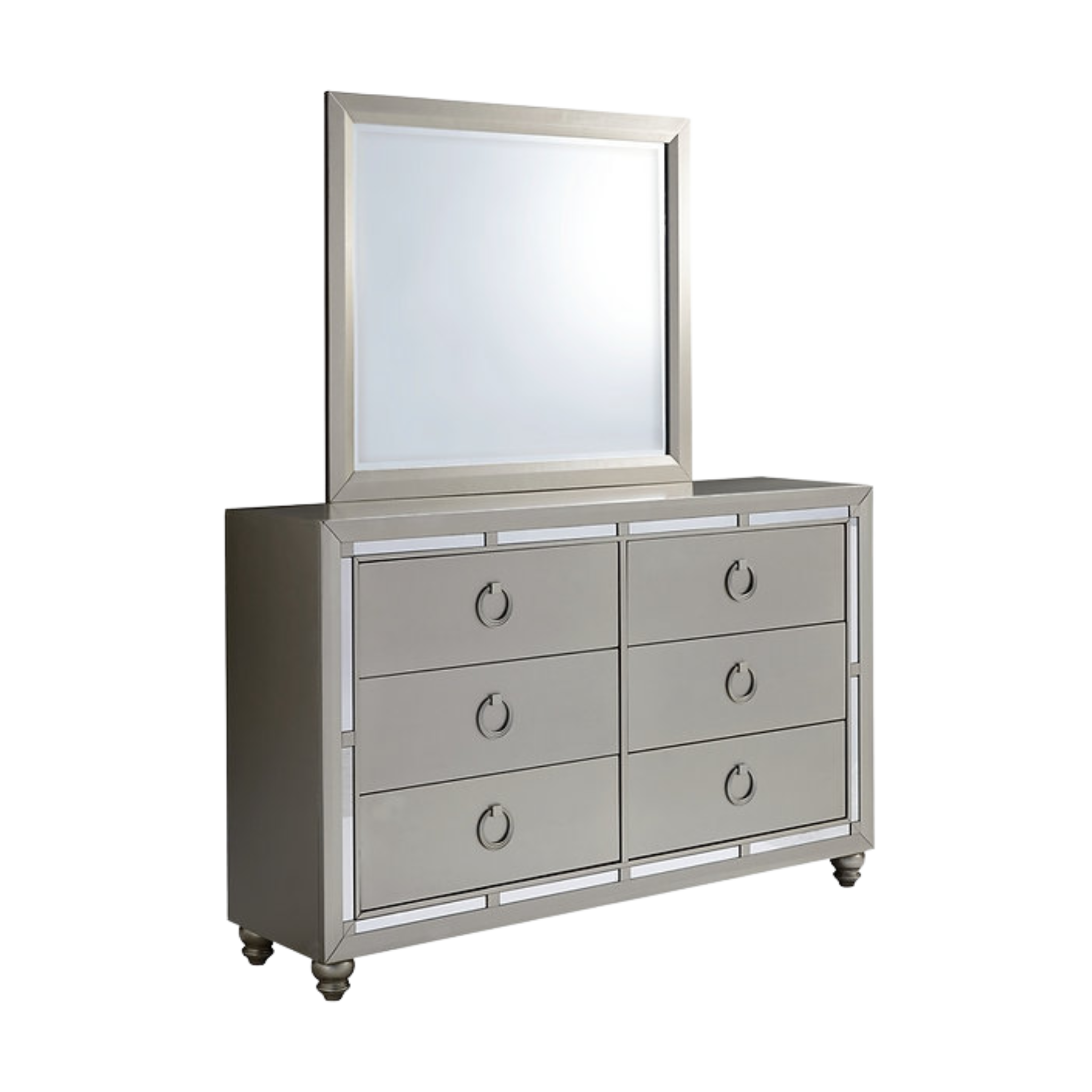 King Bedroom Set – Luna Silver