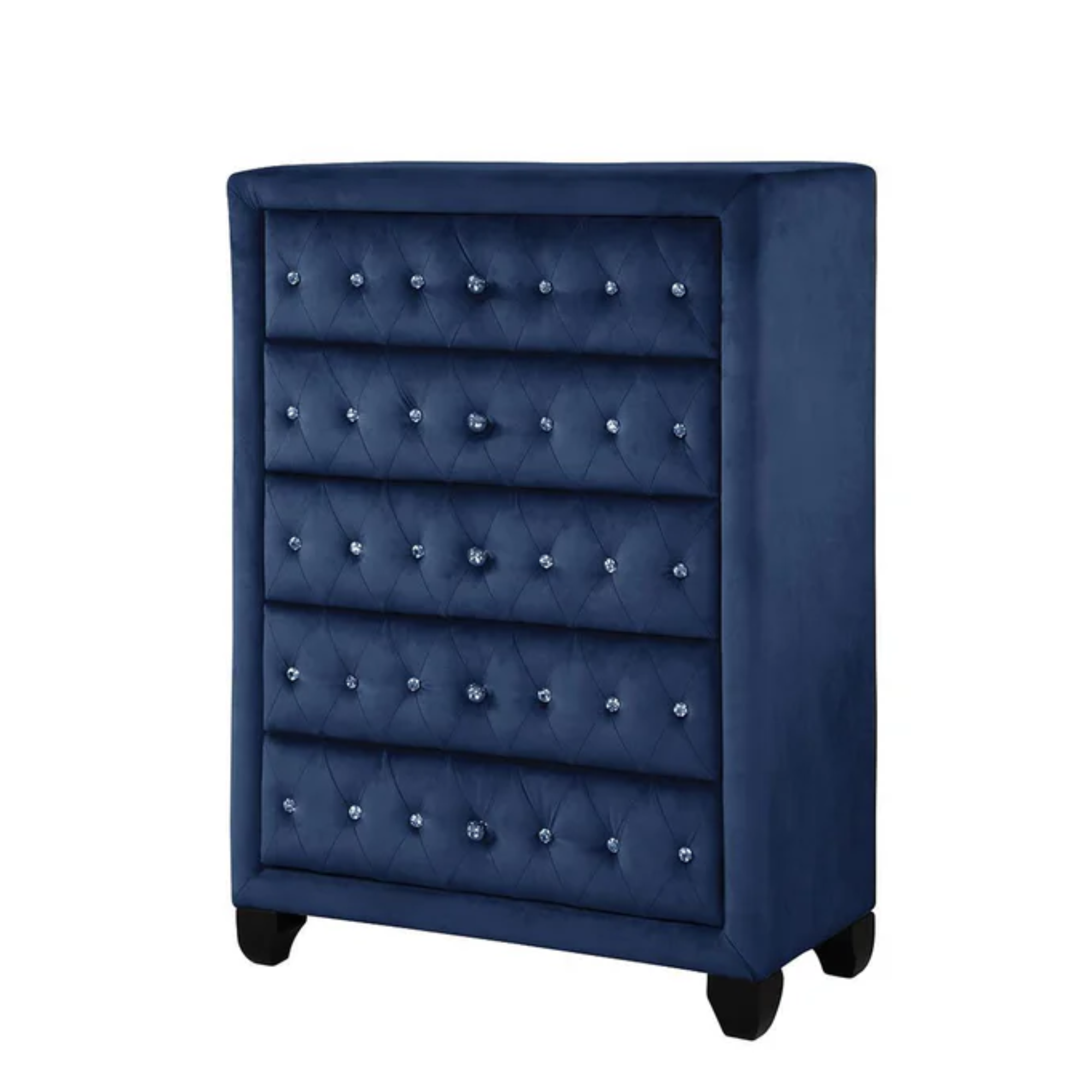 Magnova – Chiffonnier bleu marine capitonné velours