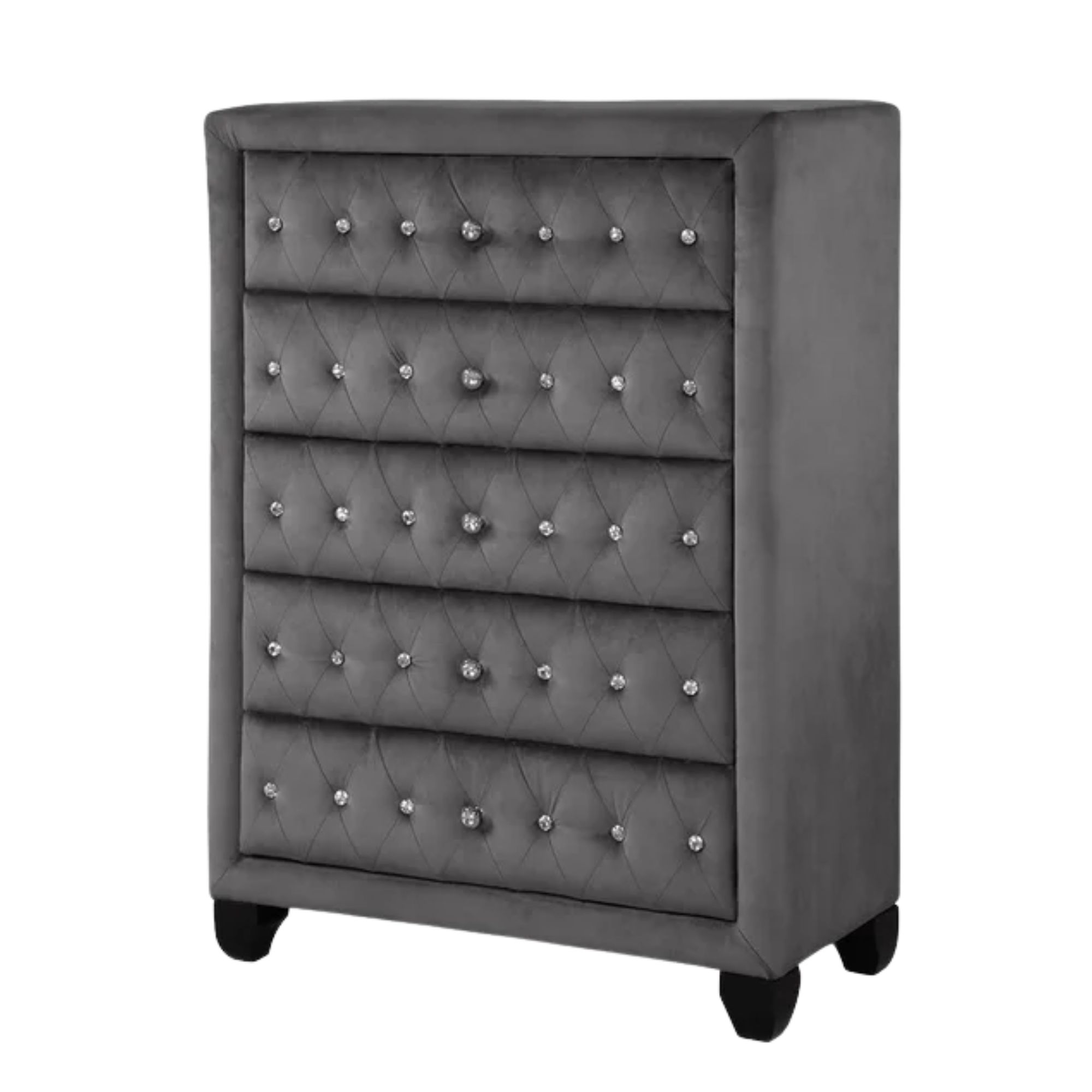 Magnova – Chiffonnier gris velours capitonné