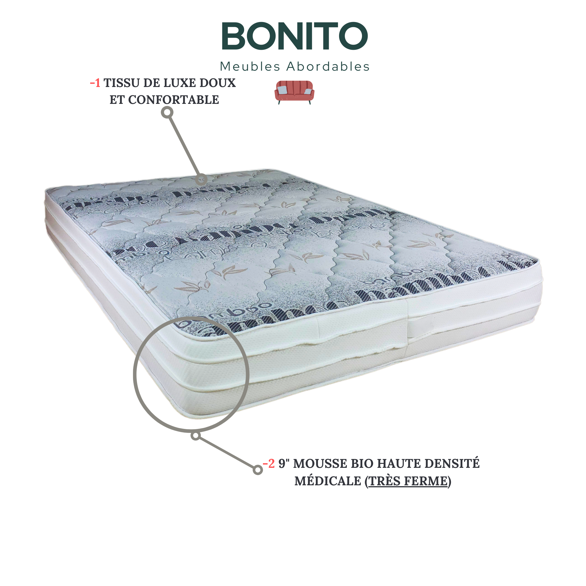 Matelas simple - BioMedical 9 pouces extra ferme