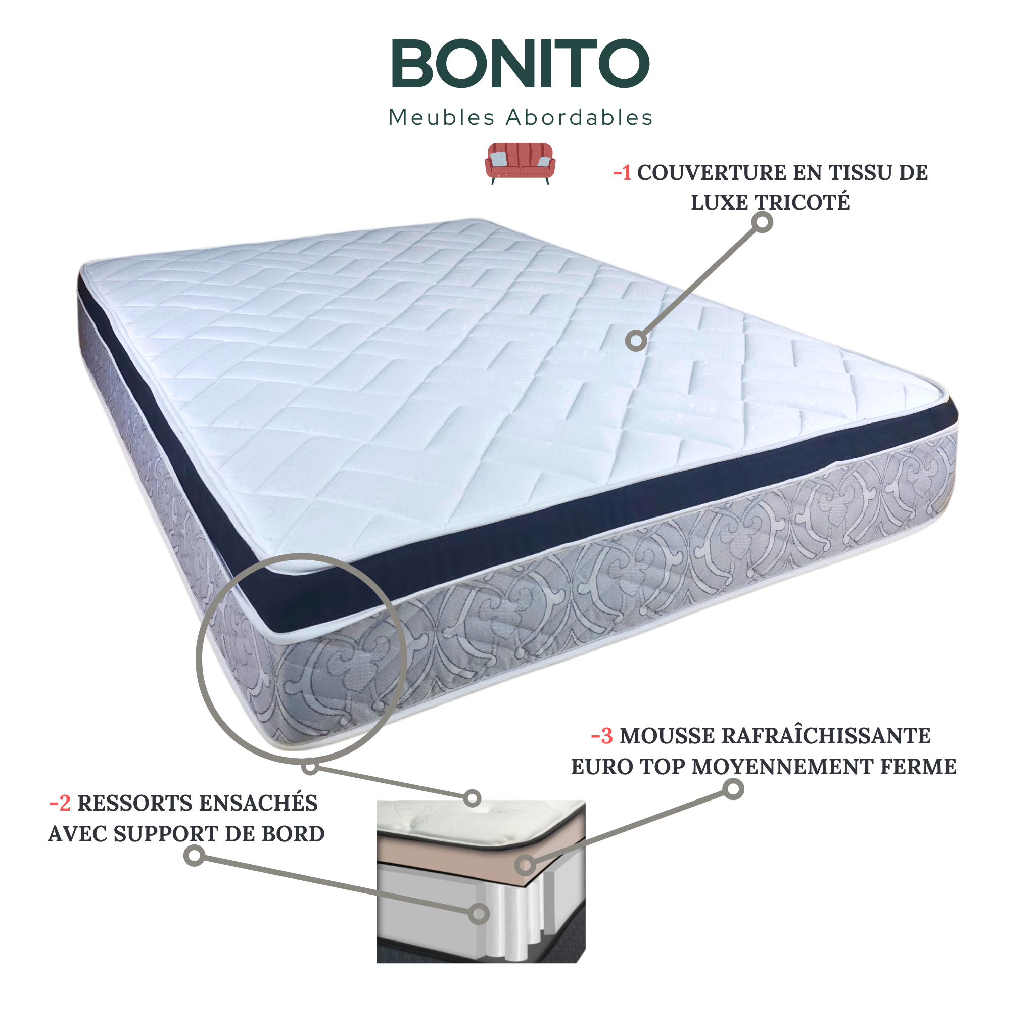 Matelas simple - Hybrid Plush 10 pouces