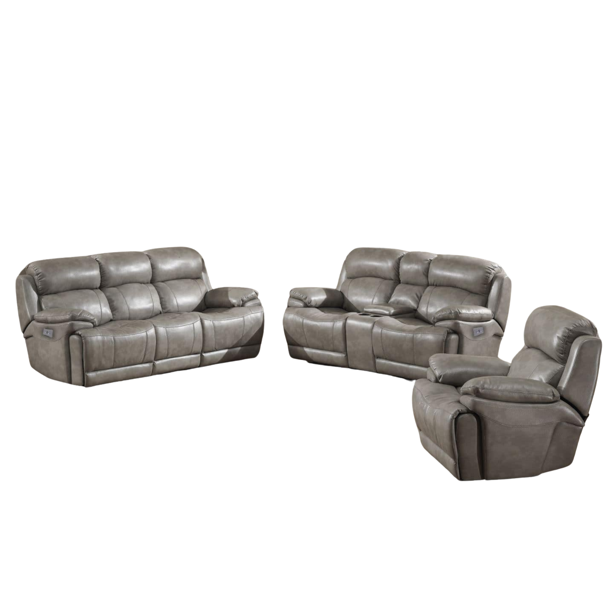 ESTELLA - Ensemble de fauteuils inclinables électriques 3 pièces Taupe
