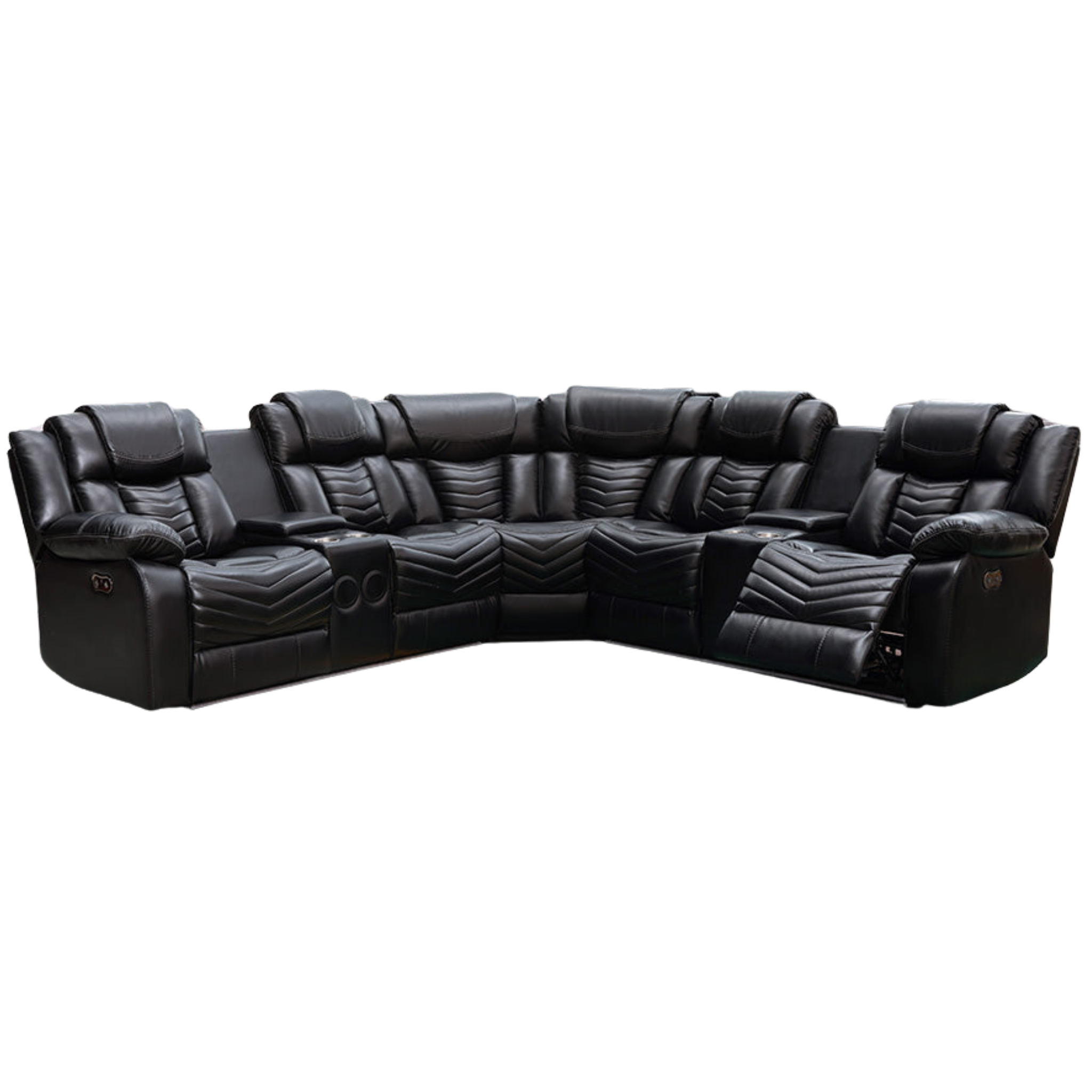 RICK - Recliner Sofa Sectional with Air Leather & LED Black