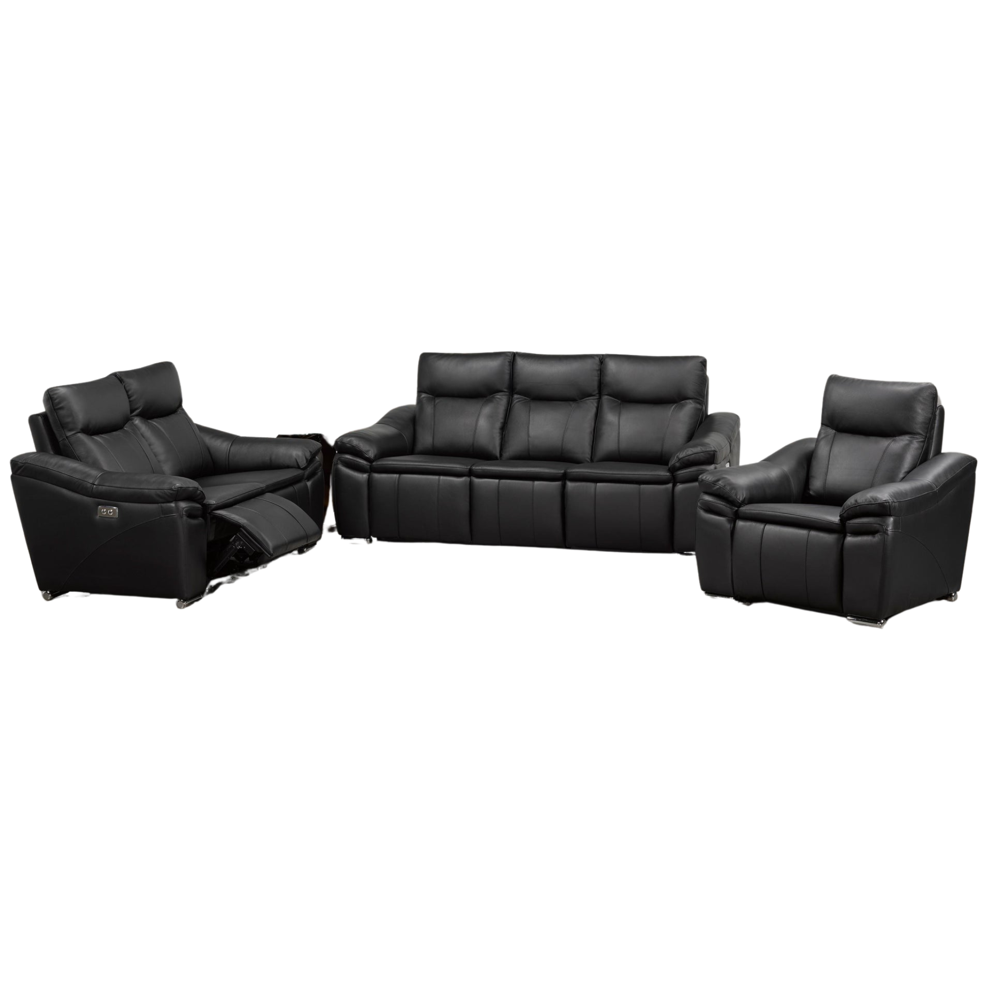 VERONA - 3-Piece Power Recliner Sofa Set Black