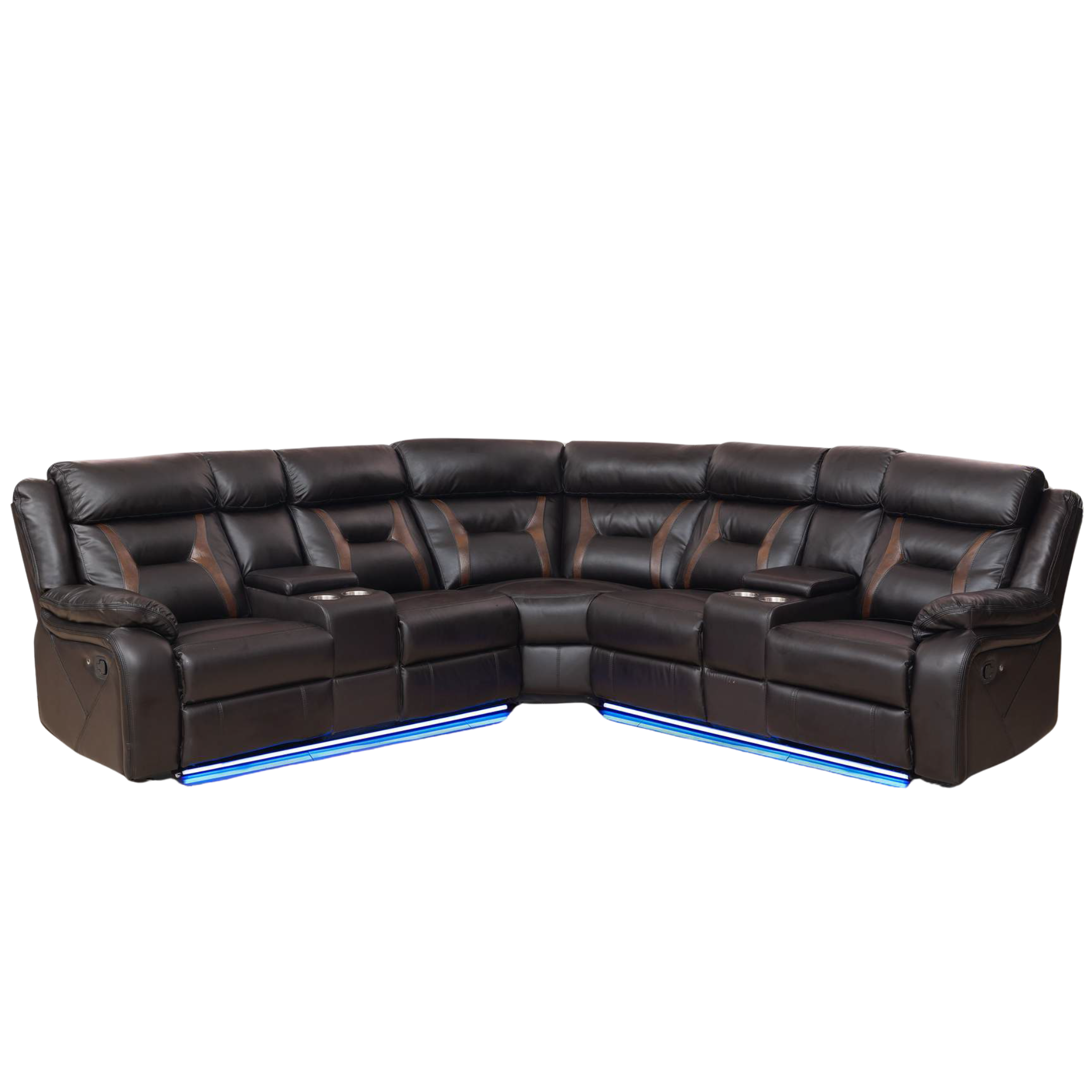JOSEPH - Fauteuil inclinable sectionnel en cuir marron