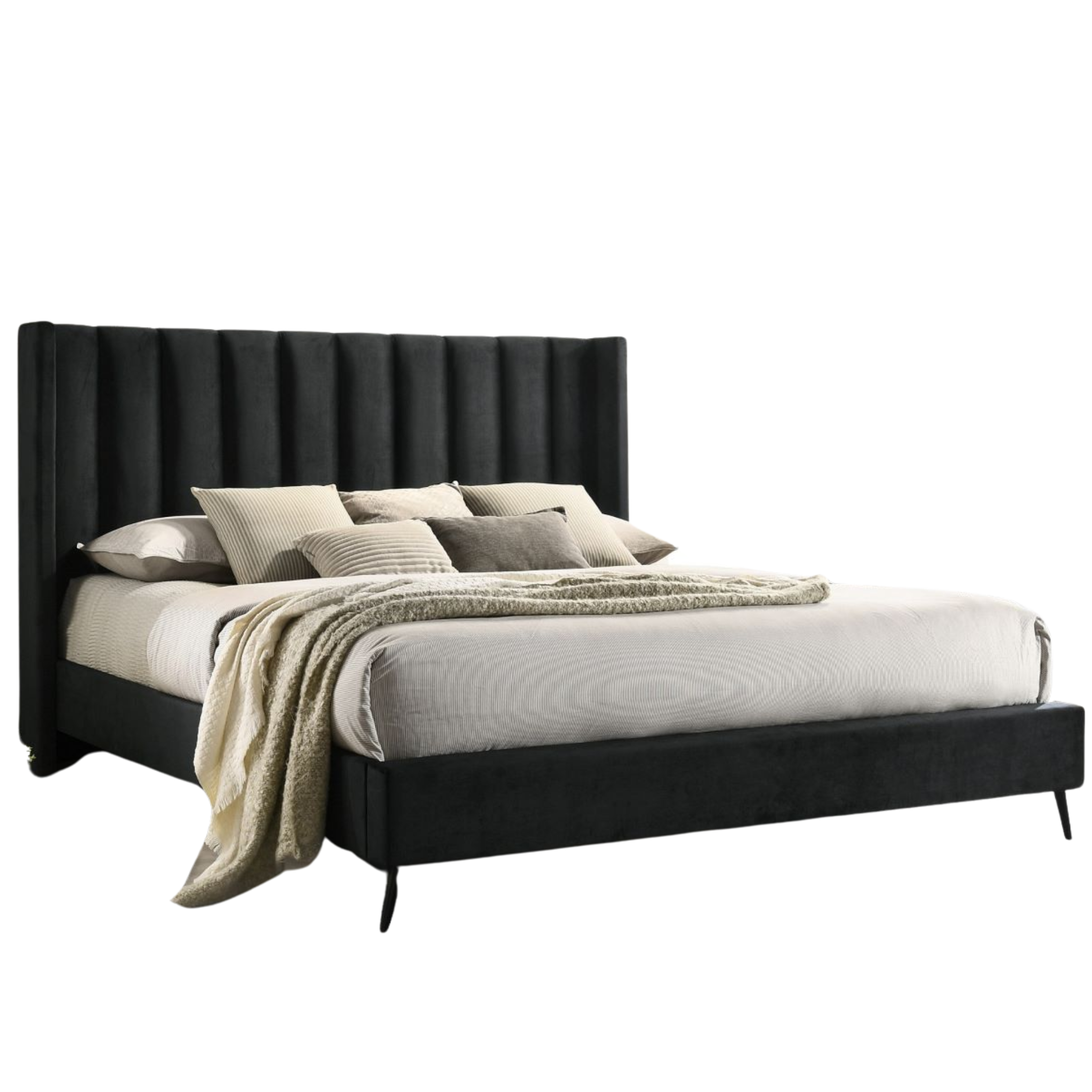 Queen Bed - Black Velvet Bed 5231