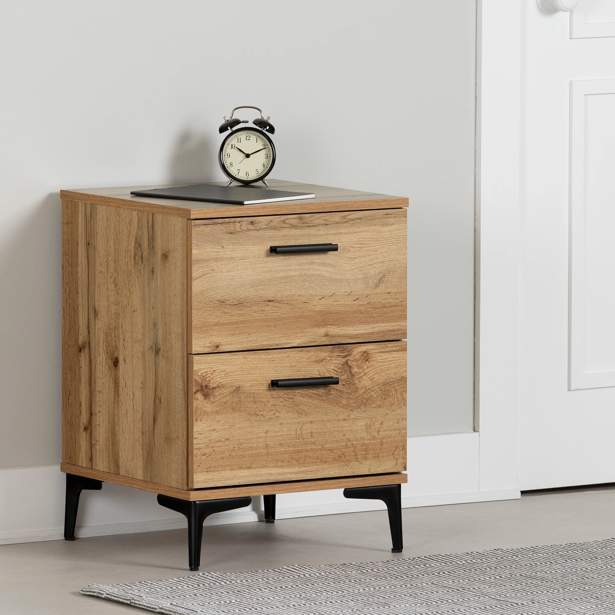 2-Drawer Nightstand with Metal Legs - Musano