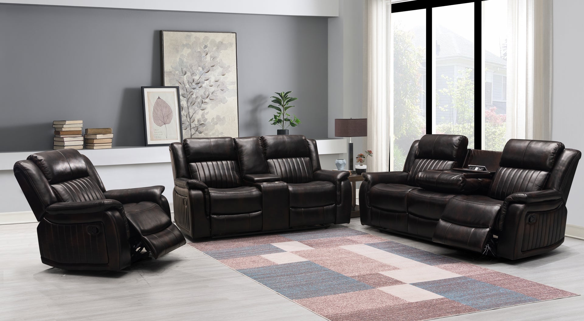 OMEGA - Recliner Sofa Set Brown
